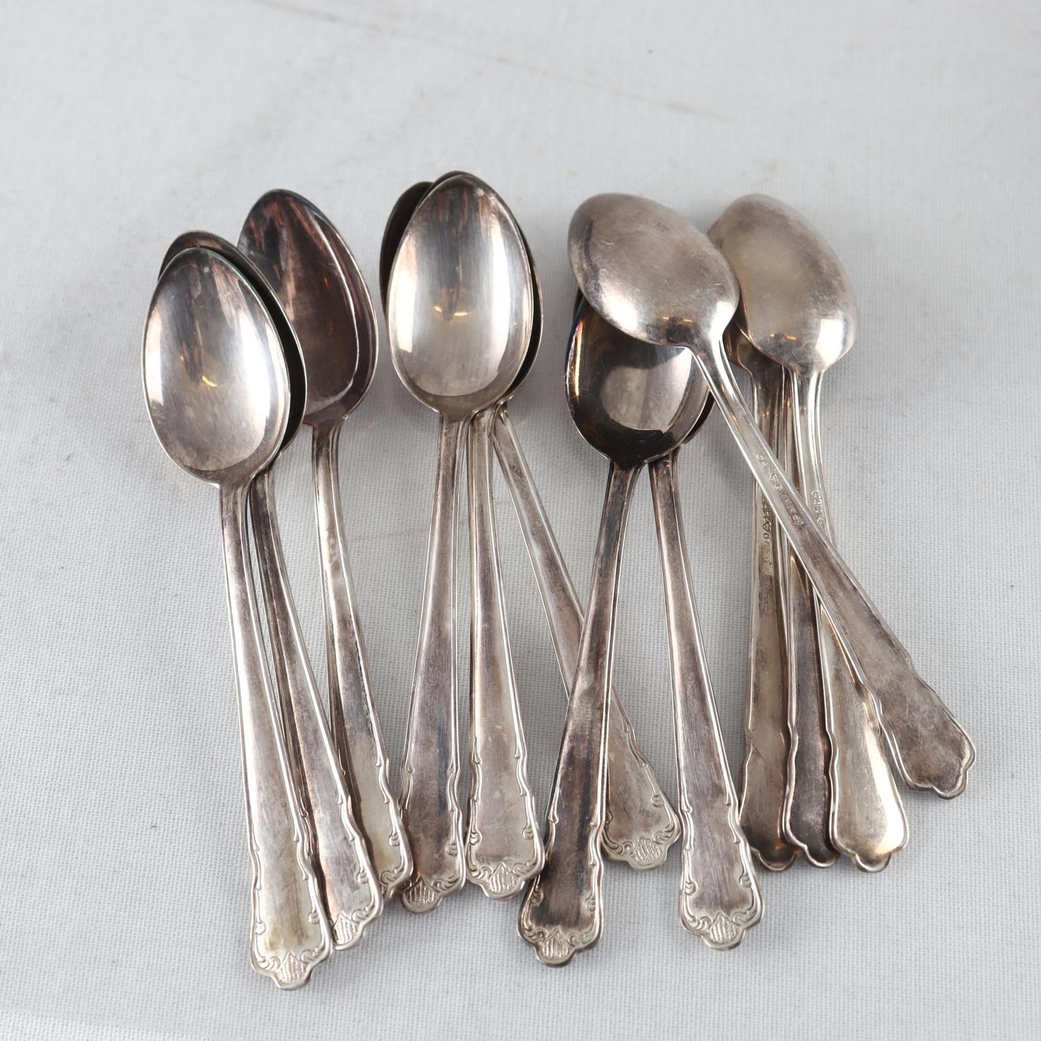 Teskedar, silver, kattfot, 12 st