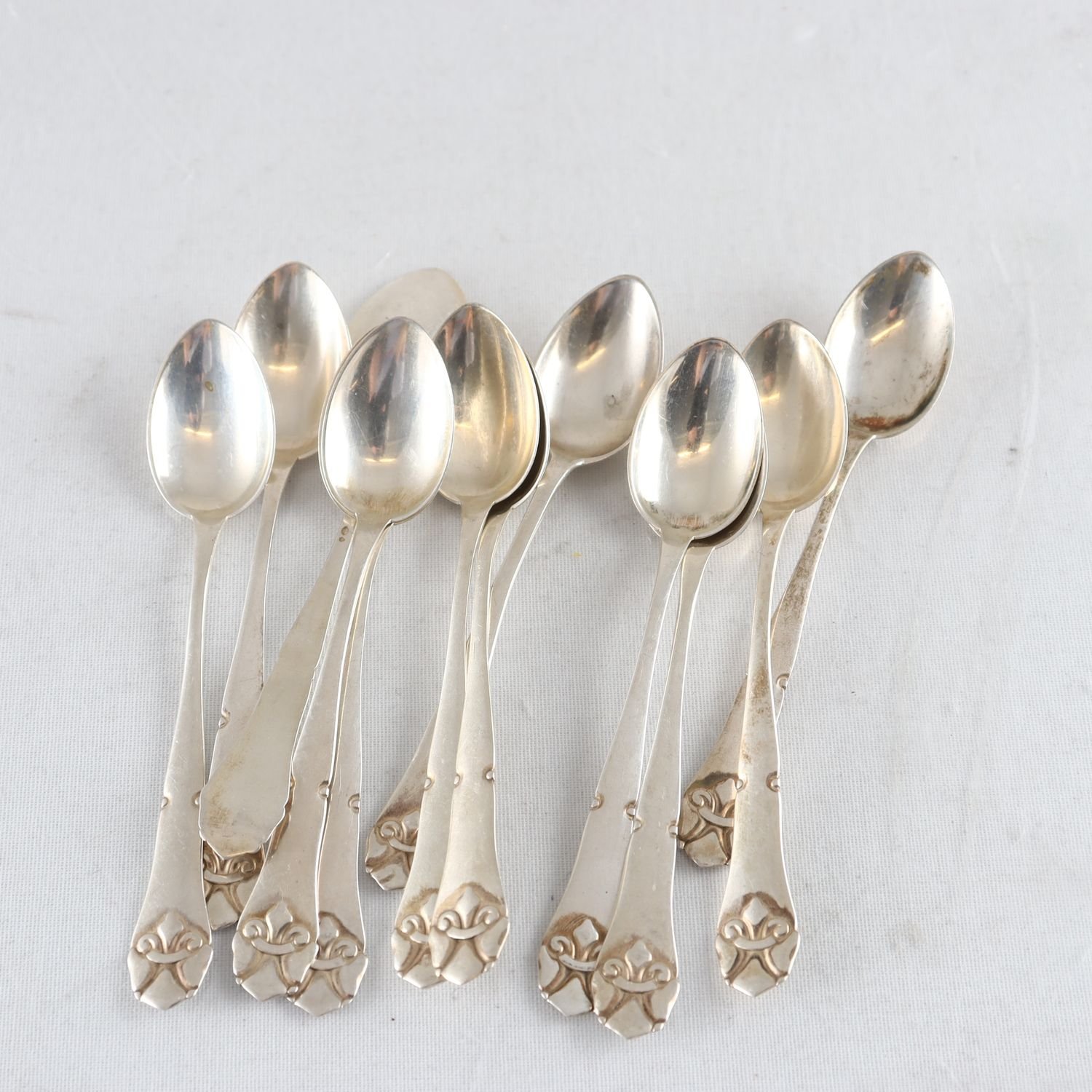 Teskedar, silver, kattfot, 12 st