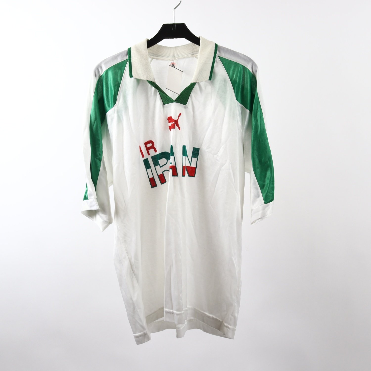Sporttröja, Puma, Iran, vit, grön, stl. ca. L/XL