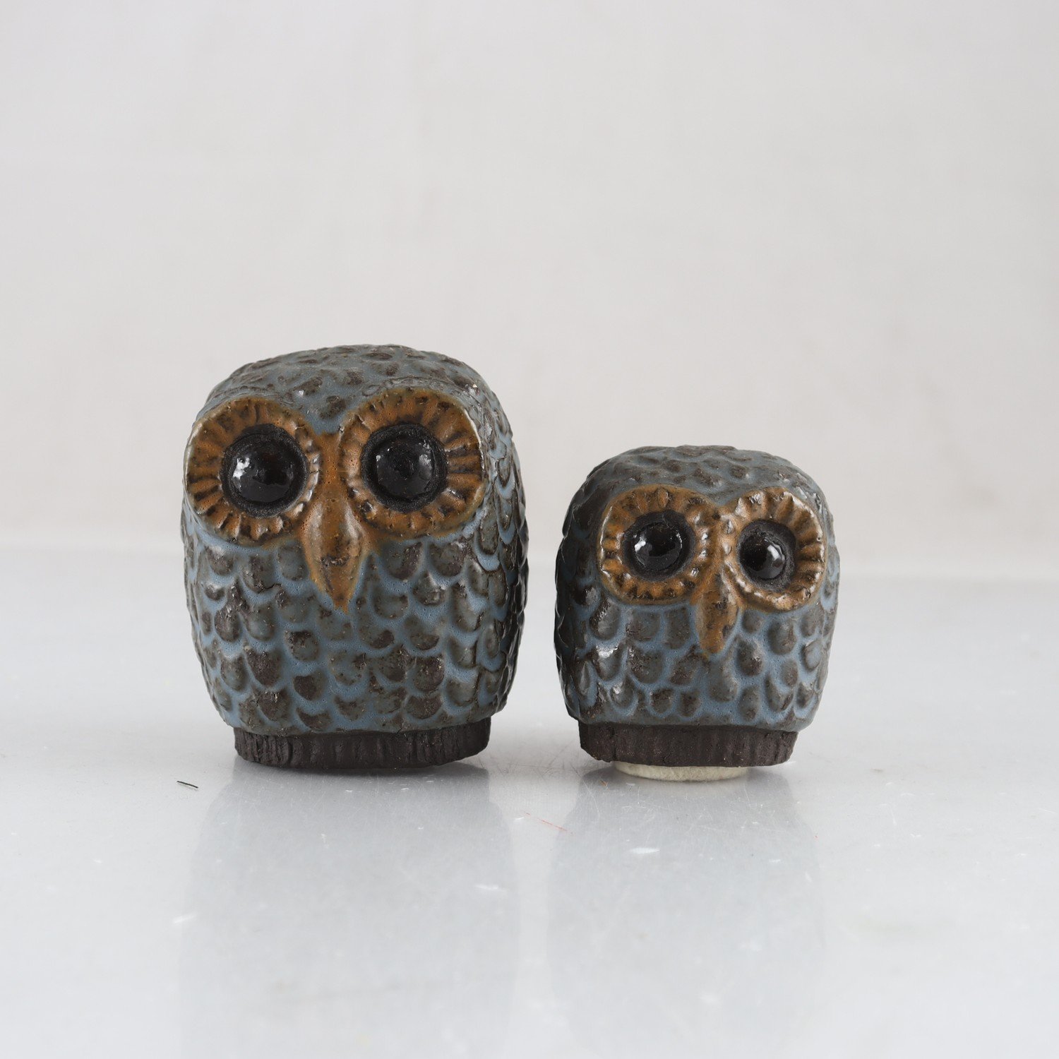 Figuriner, keramik, Ugglor, Lars Bergsten, 2 st