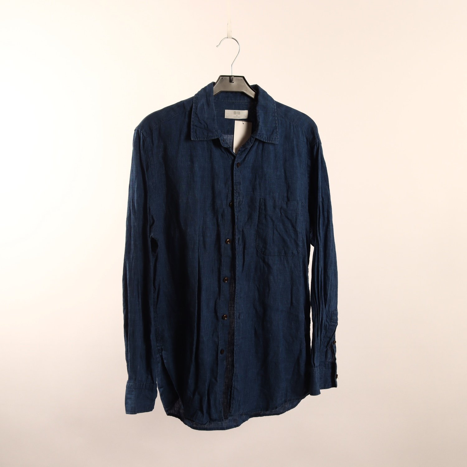 Skjorta, Uniqlo, blå, lin, stl. M