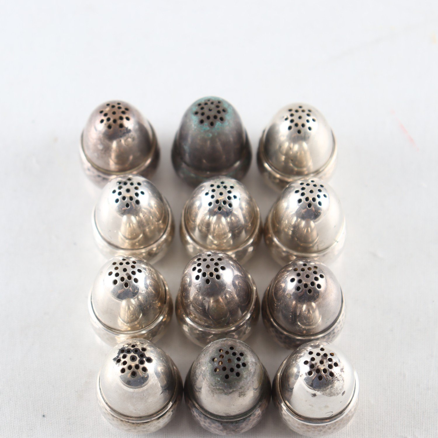 Salt & pepparkar, ekollon, silver, 830, kattfot, 12st