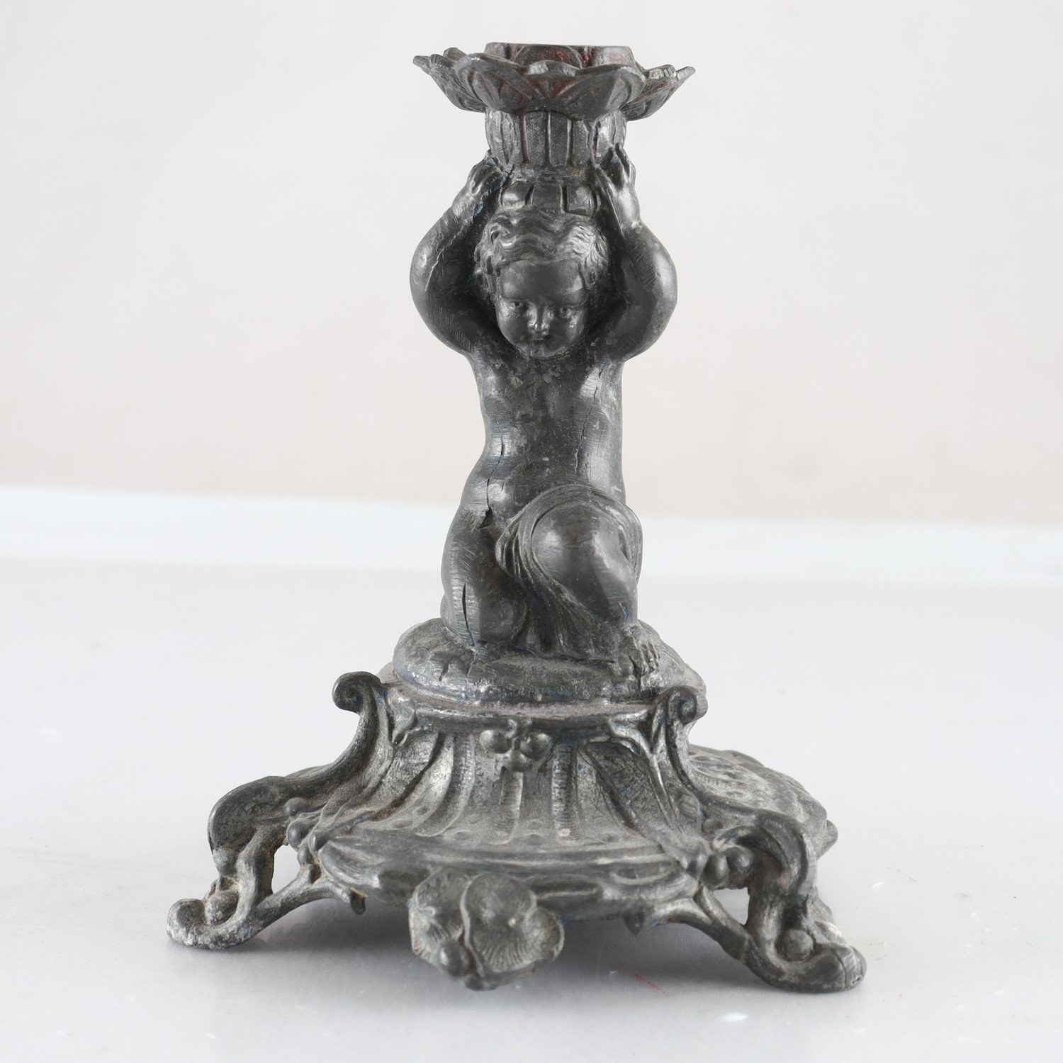 Ljusstake, tenn, ca år 1890-1910.