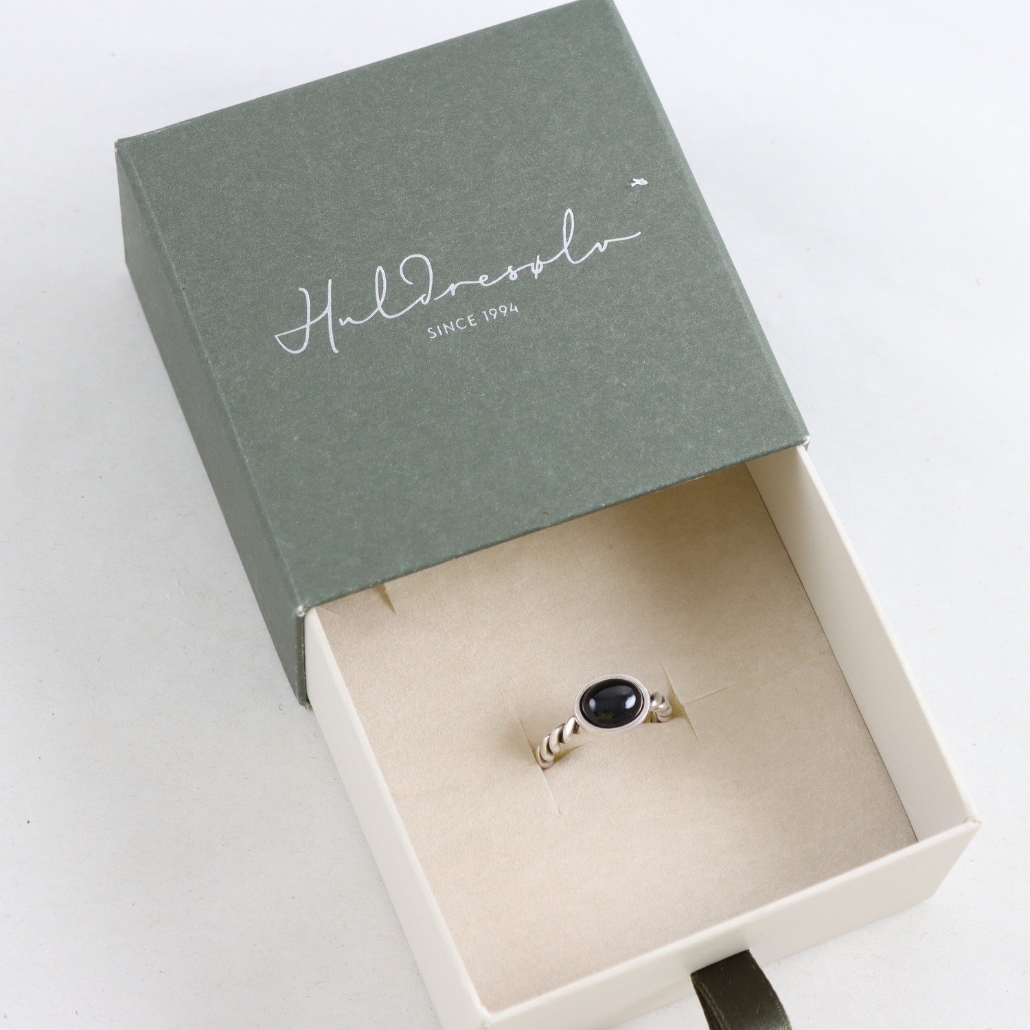 Ring, silver 925, svart sten, Huldresølv, Norge, brv: 4,9g