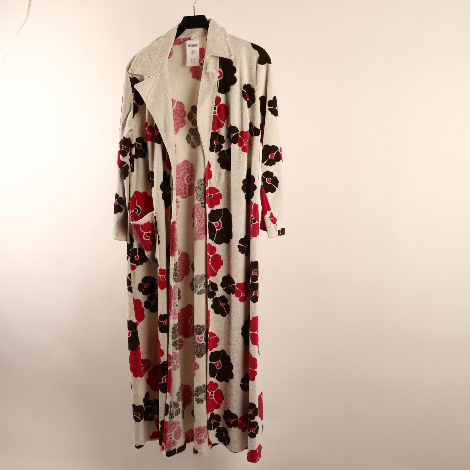 Morgonrock, Okänd, vit, brun, rosa, frotté, retro, strl. ca. S/M
