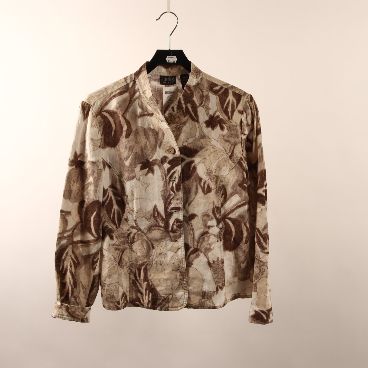 Blus, Additions, vit, brun, lin, stl. ca. M