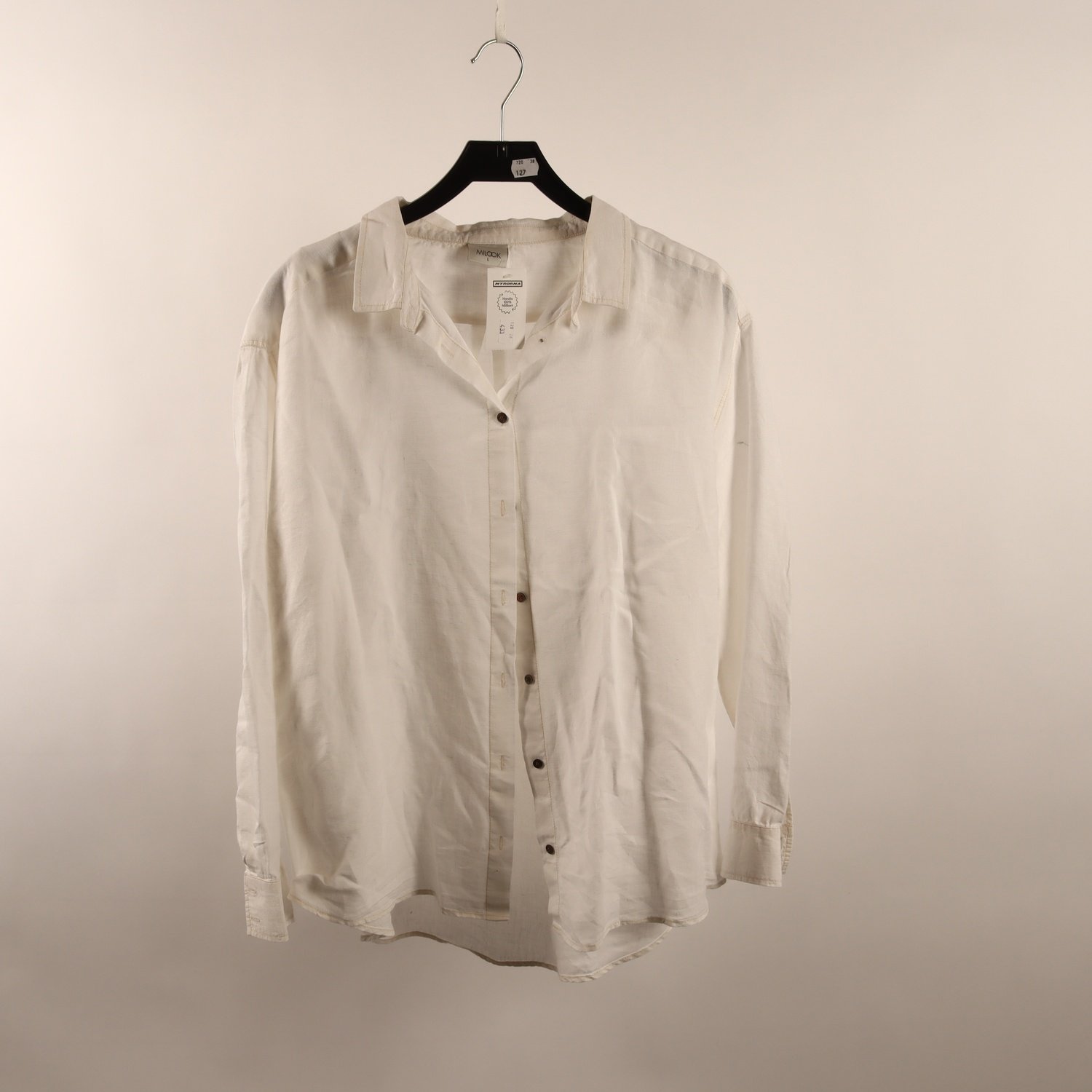 Blus, Milook, vit, lin, stl. L