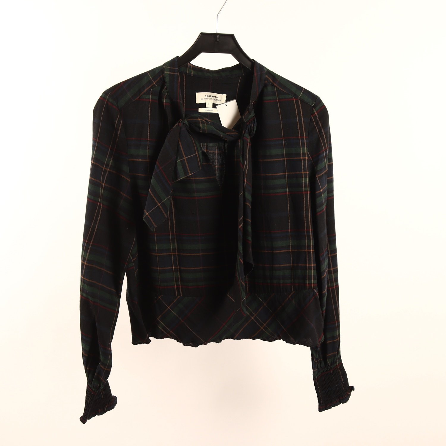 Blus, Reserved, rutig, grön, blå, ull, stl. S