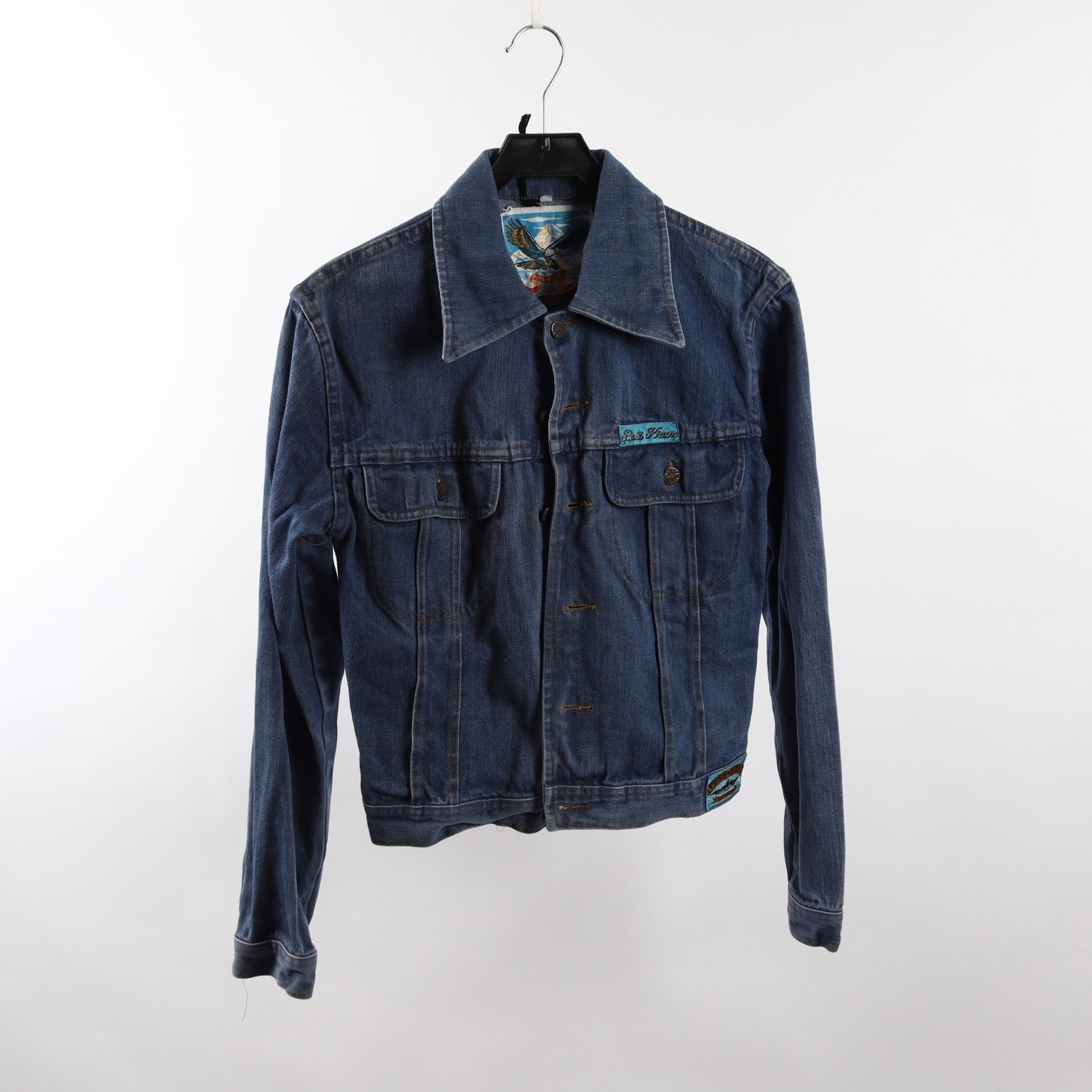Jeansjacka, Puss Kram, blå, retro, stl. ca. S