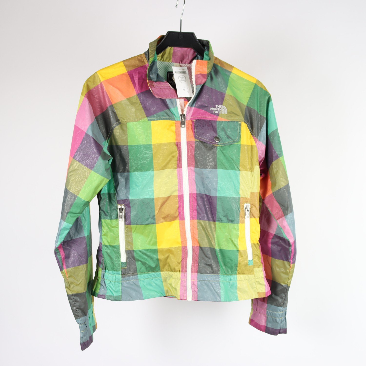 Jacka, The North Face, rutig, gul, grön, rosa, stl. S