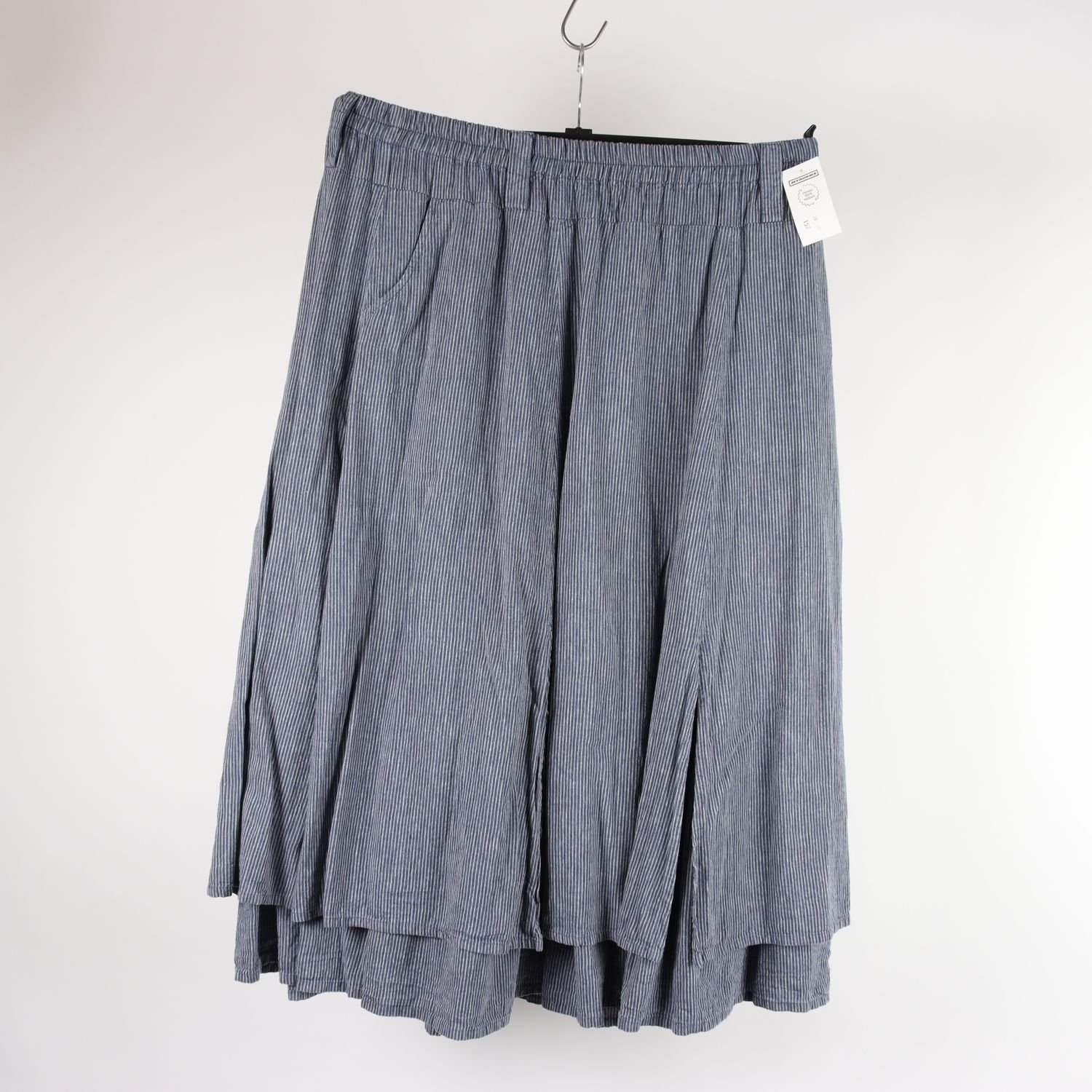 Kjol, Olars Ulla, blå, randig, short, stl. ca. L/XL