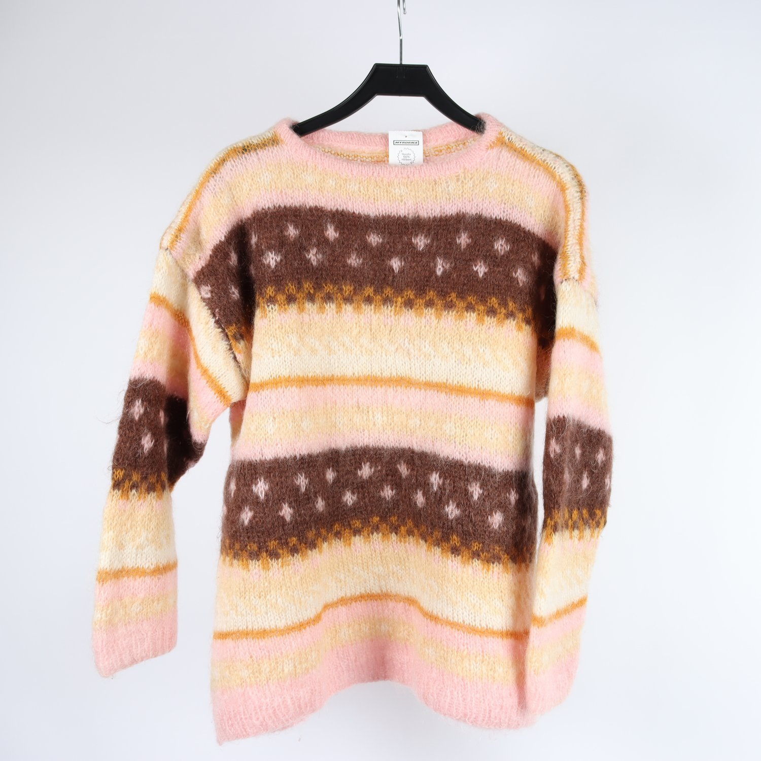 Tröja, Okänd, rosa, brun, ull, mohari, stl. ca. M/L