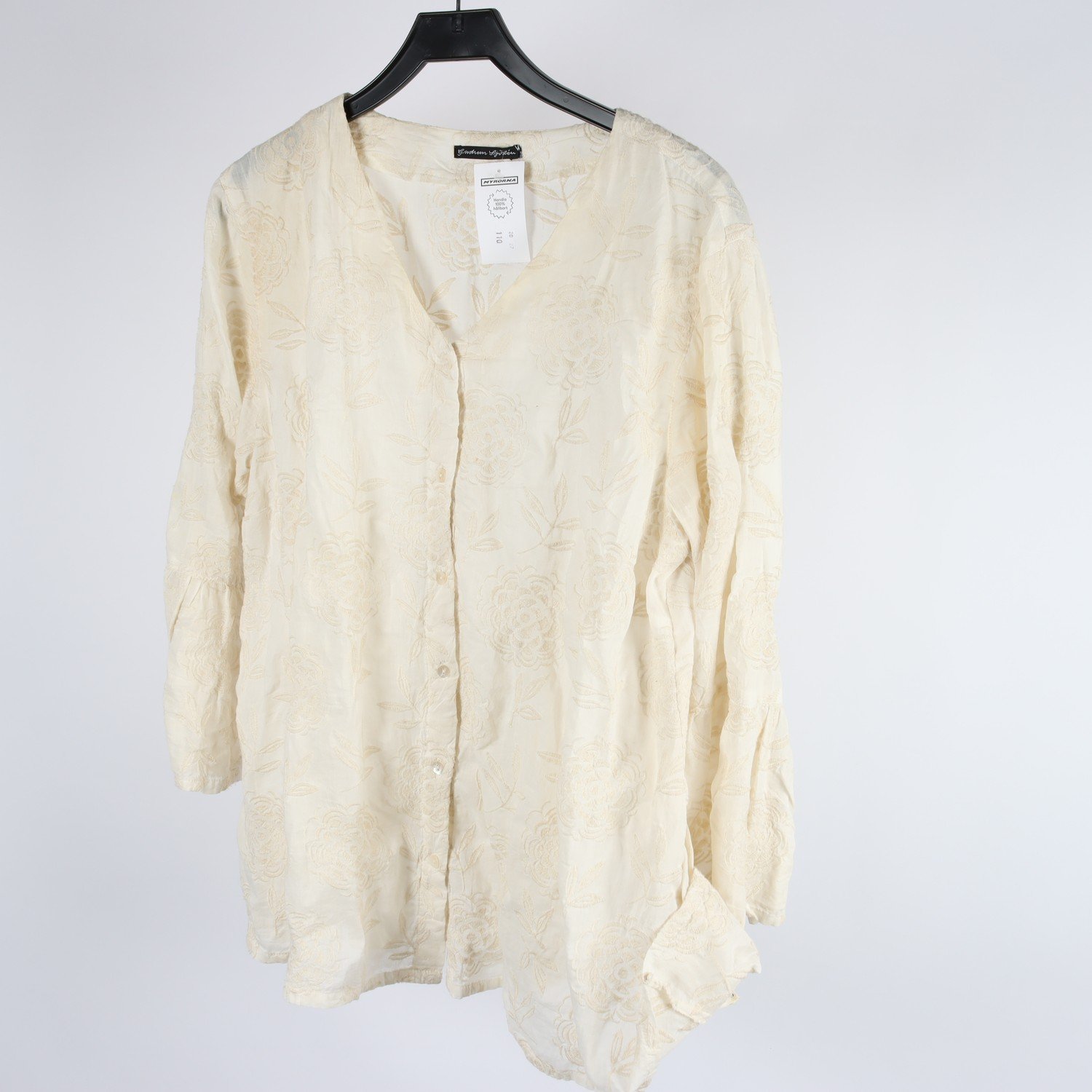 Blus, Gudrun Sjödén, beige, broderad, stl. ca. L