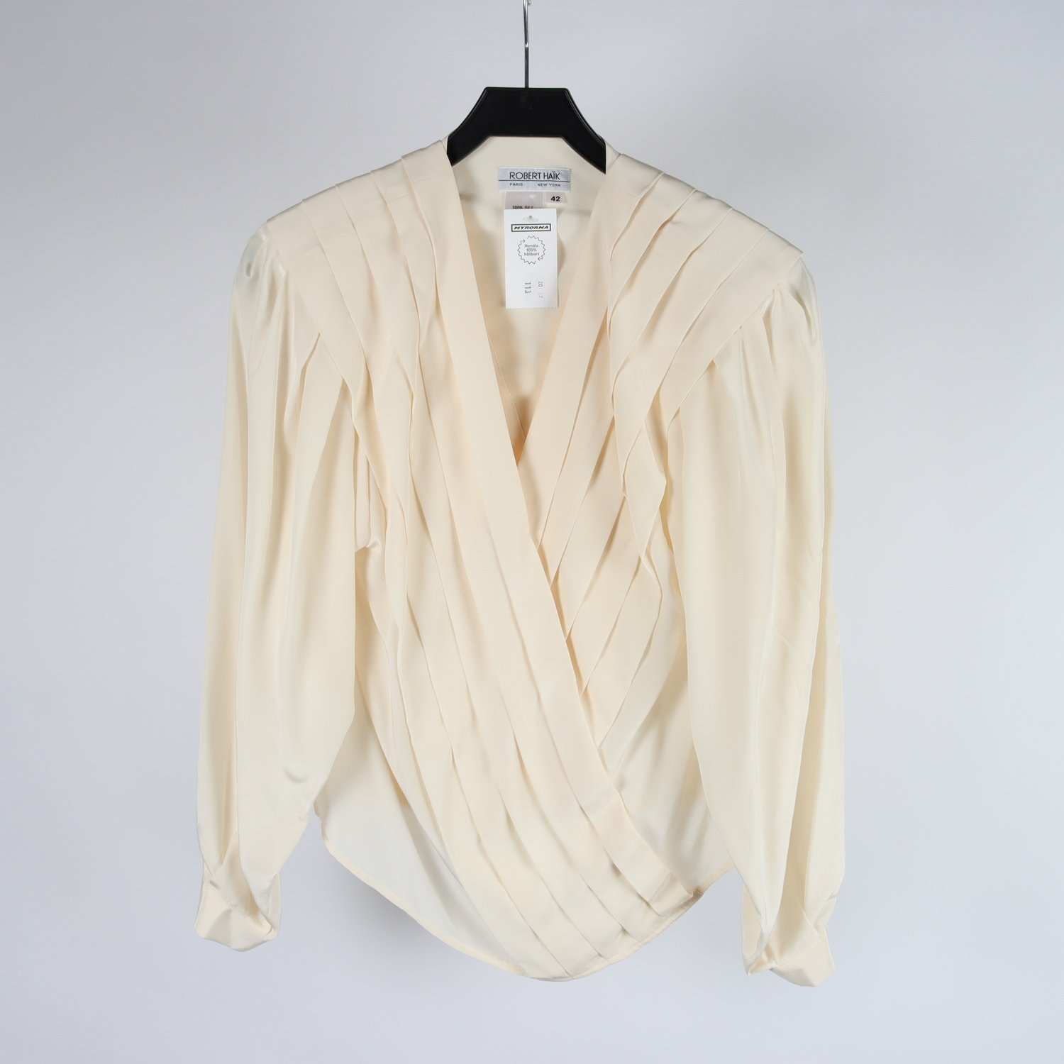 Blus, Robert Haik, offwhite, silke, stl. 42