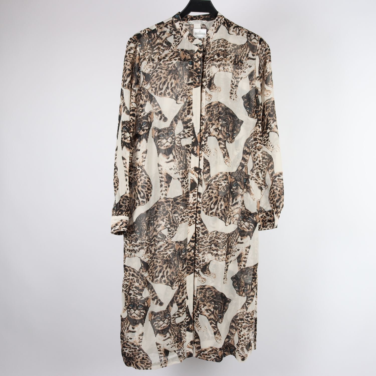 Klänning, H&M, brun, vit, stl. 42
