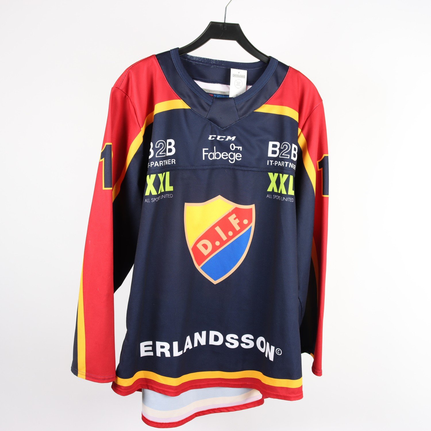 Hockeytröja, D.I.F, Djurgården, Sundström, röd, blå, stl. L