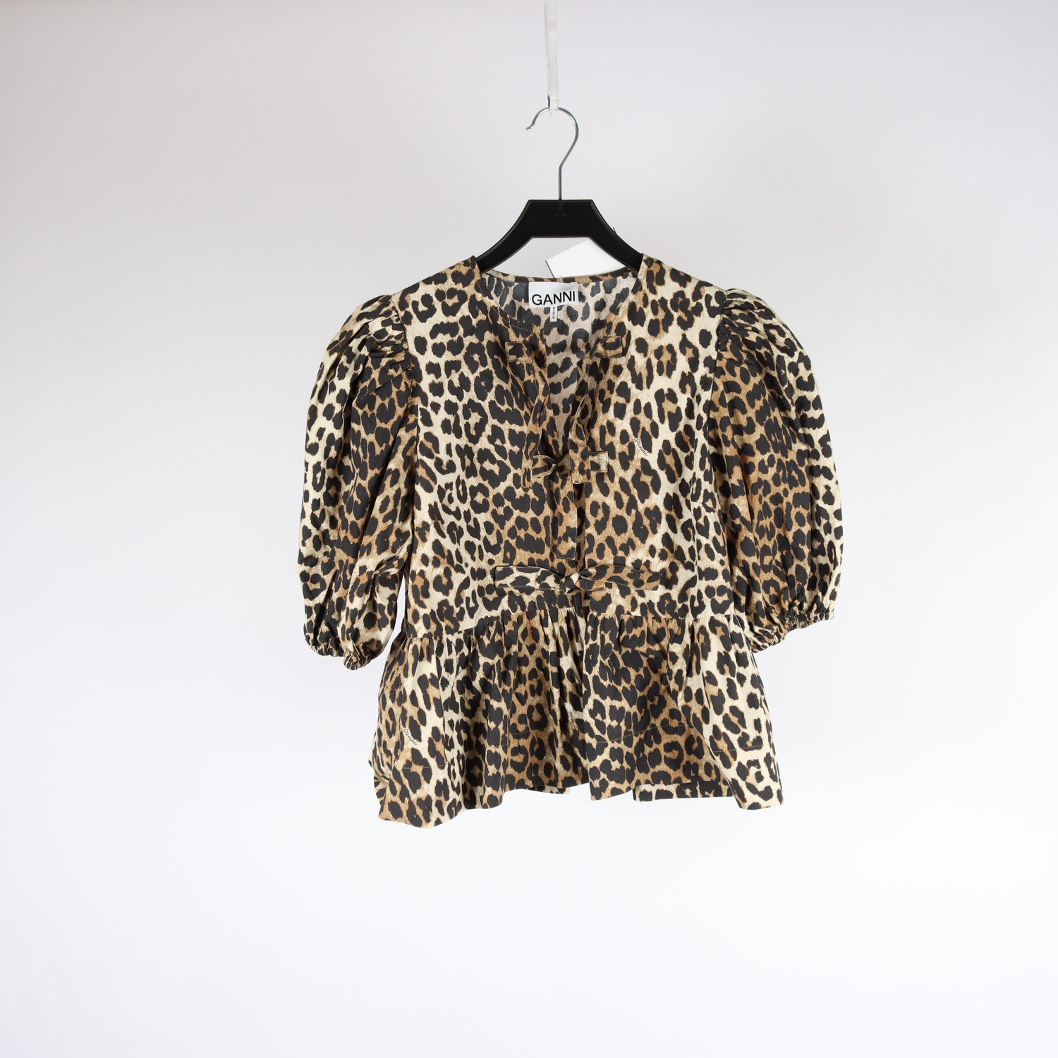 Blus, Ganni, beige, svart, stl. 32