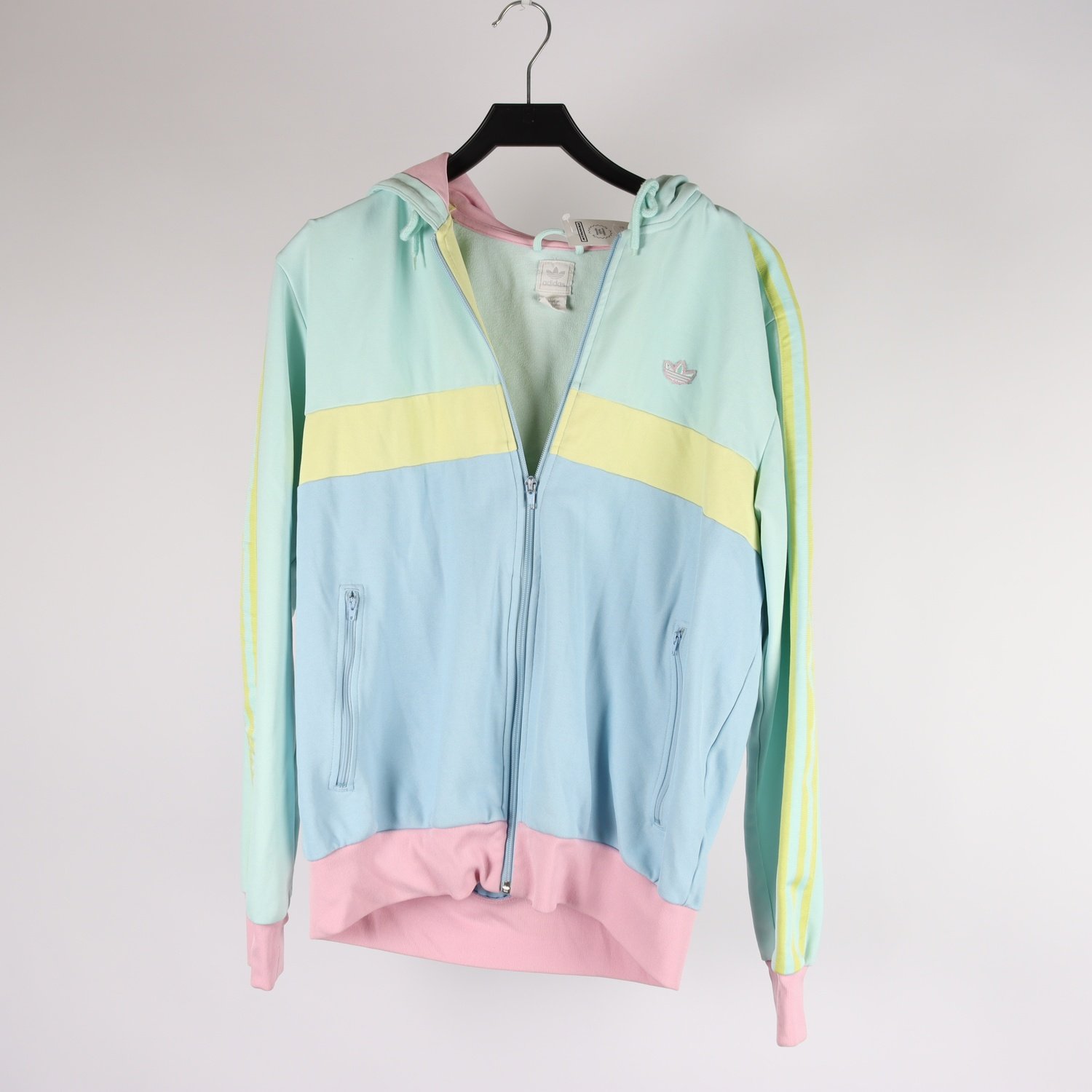 Träningsjacka, Adidas, grön, gul, rosa, stl. L