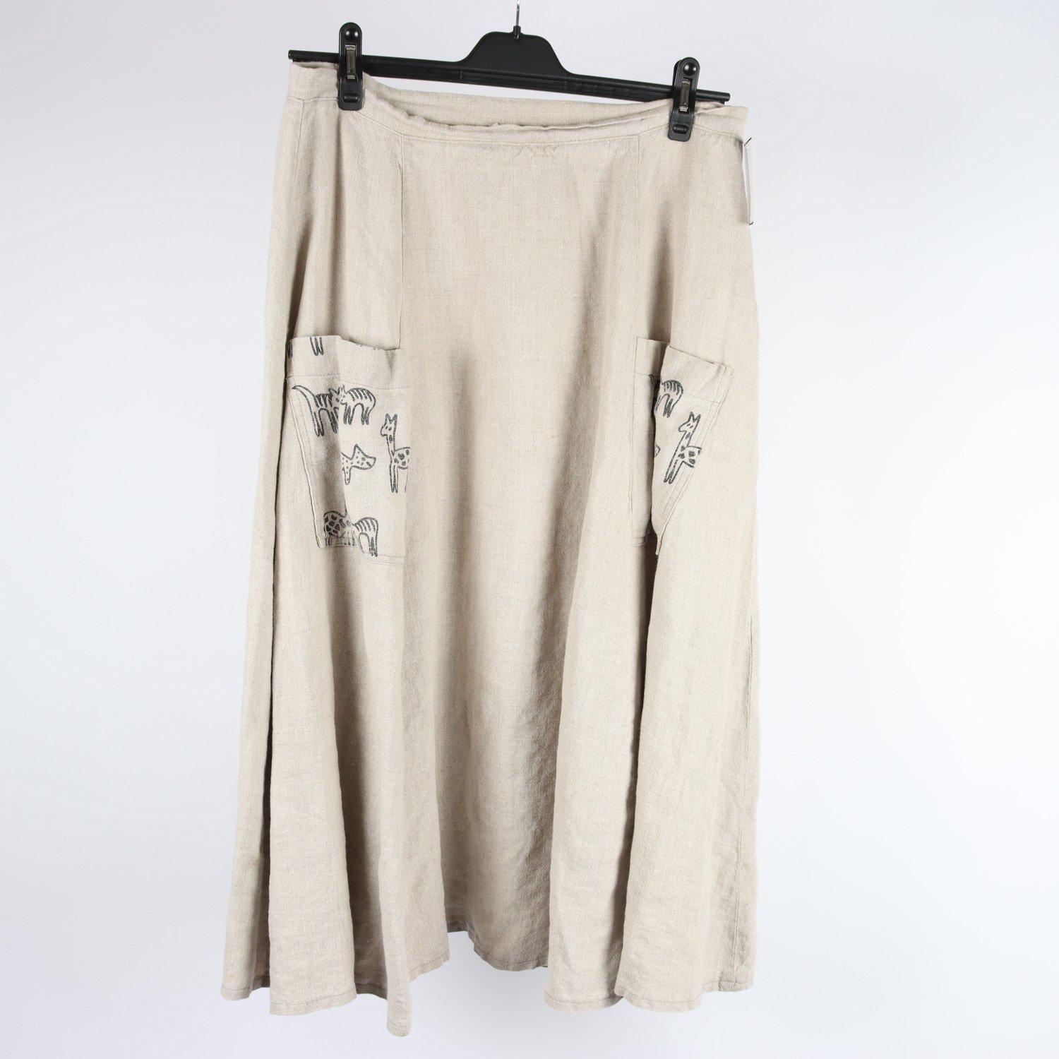 Kjol, Okänd, beige, lin, stl. XL