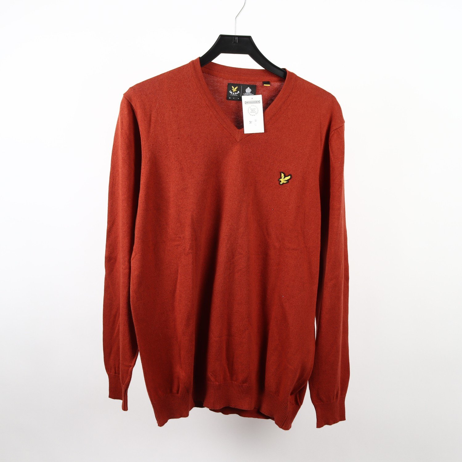 Tröja, Lyle & Scott, roströd, bomull, ull, stl. XL