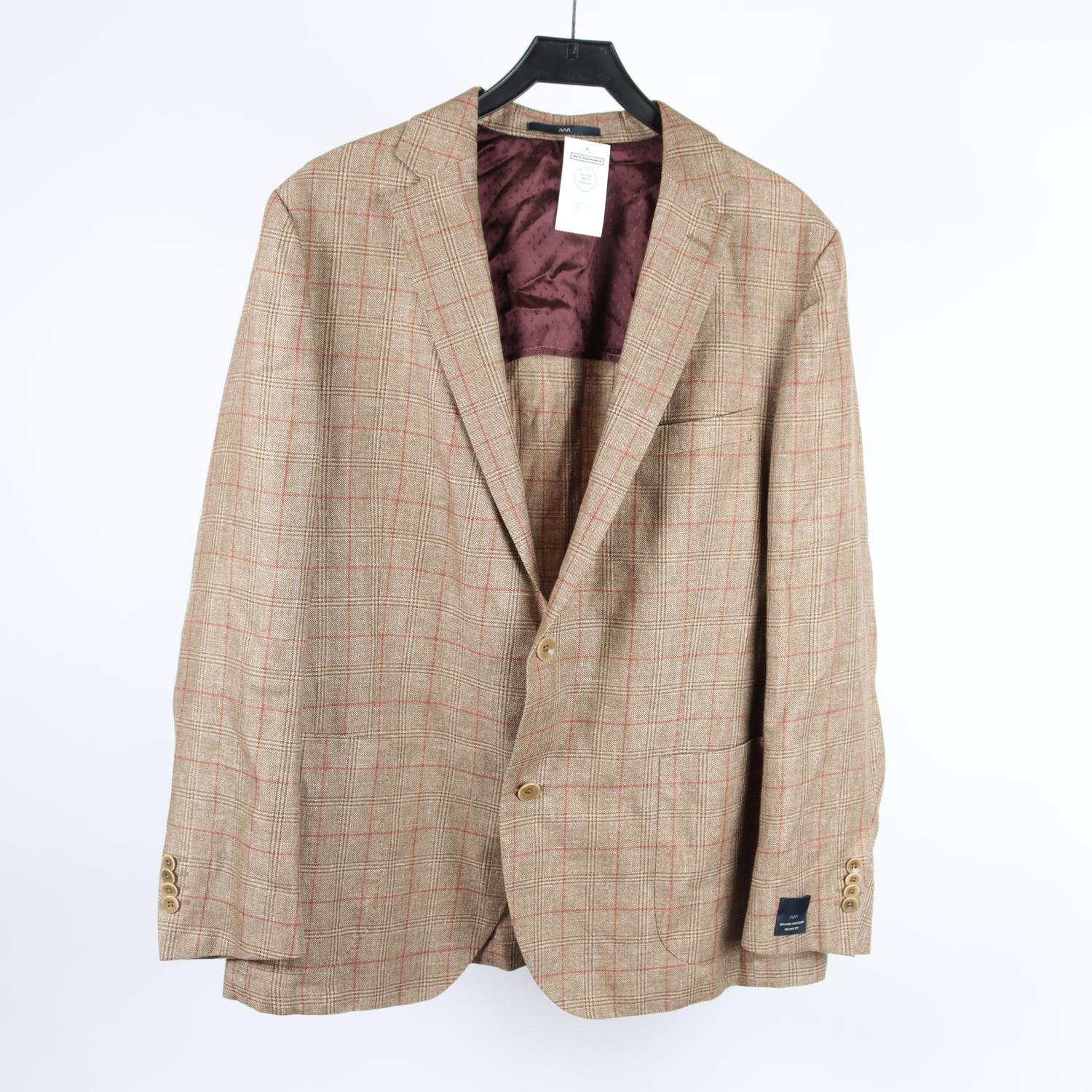 Kavaj, Eduard Dressler, brun, beige, shaped fit, lin, ull, stl. 26