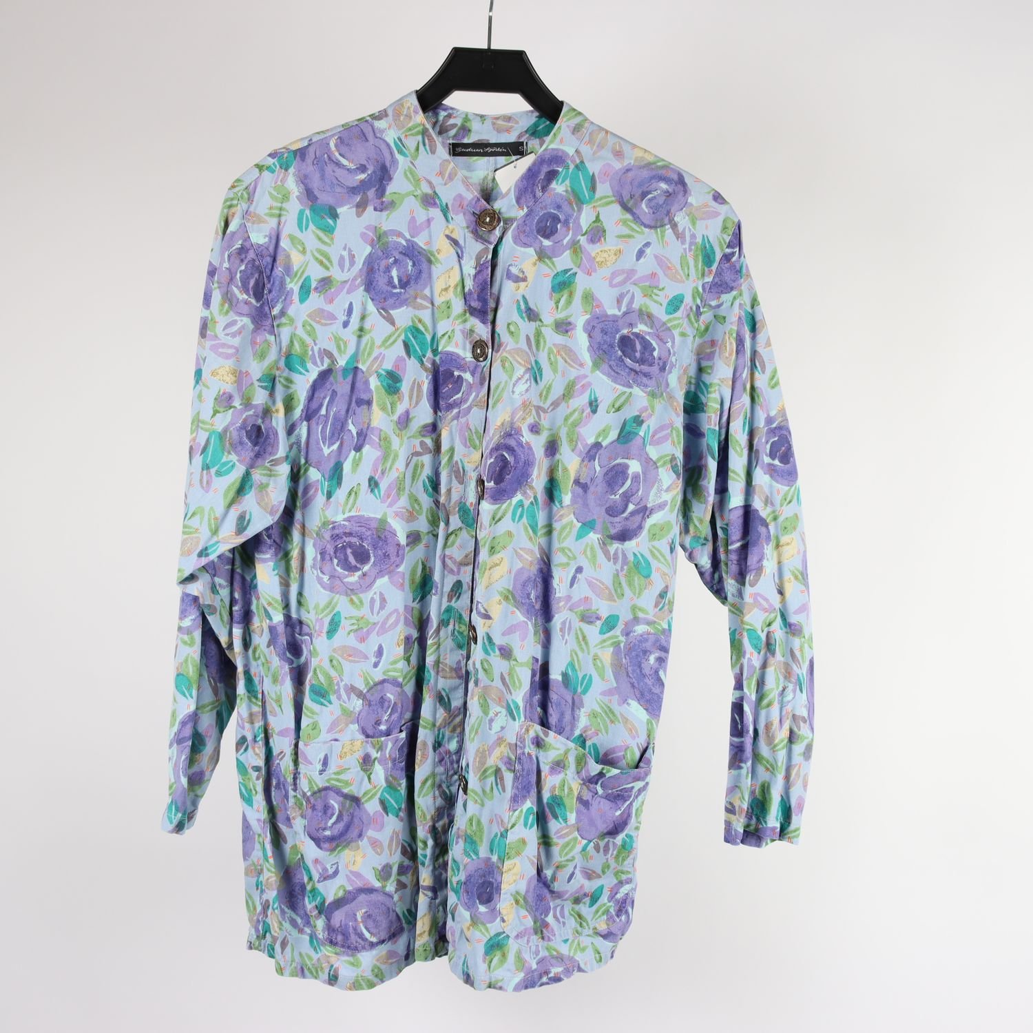 Blus, Gudrun Sjödén, mönstrad, blå, lin, stl. S