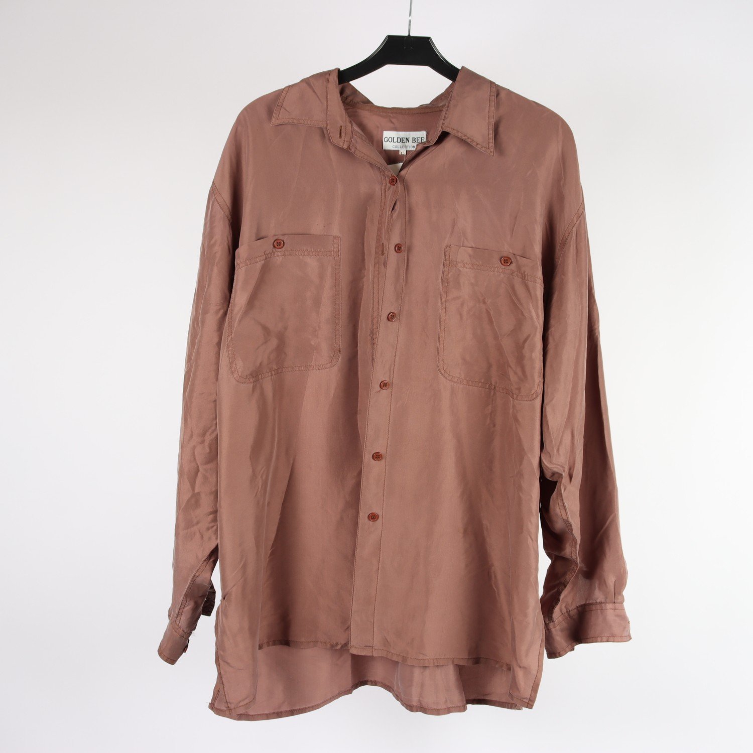 Blus, Golden Bee, brun, silke, stl. 40