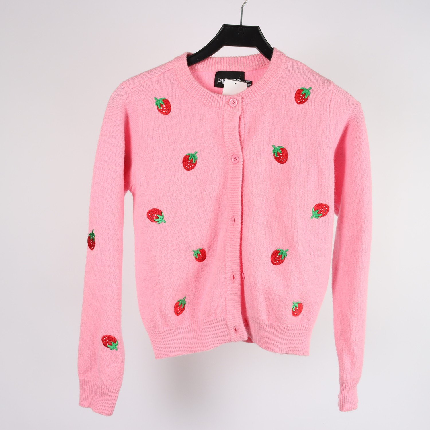 Kofta, Pieces, rosa, jordgubbar, stl. XS
