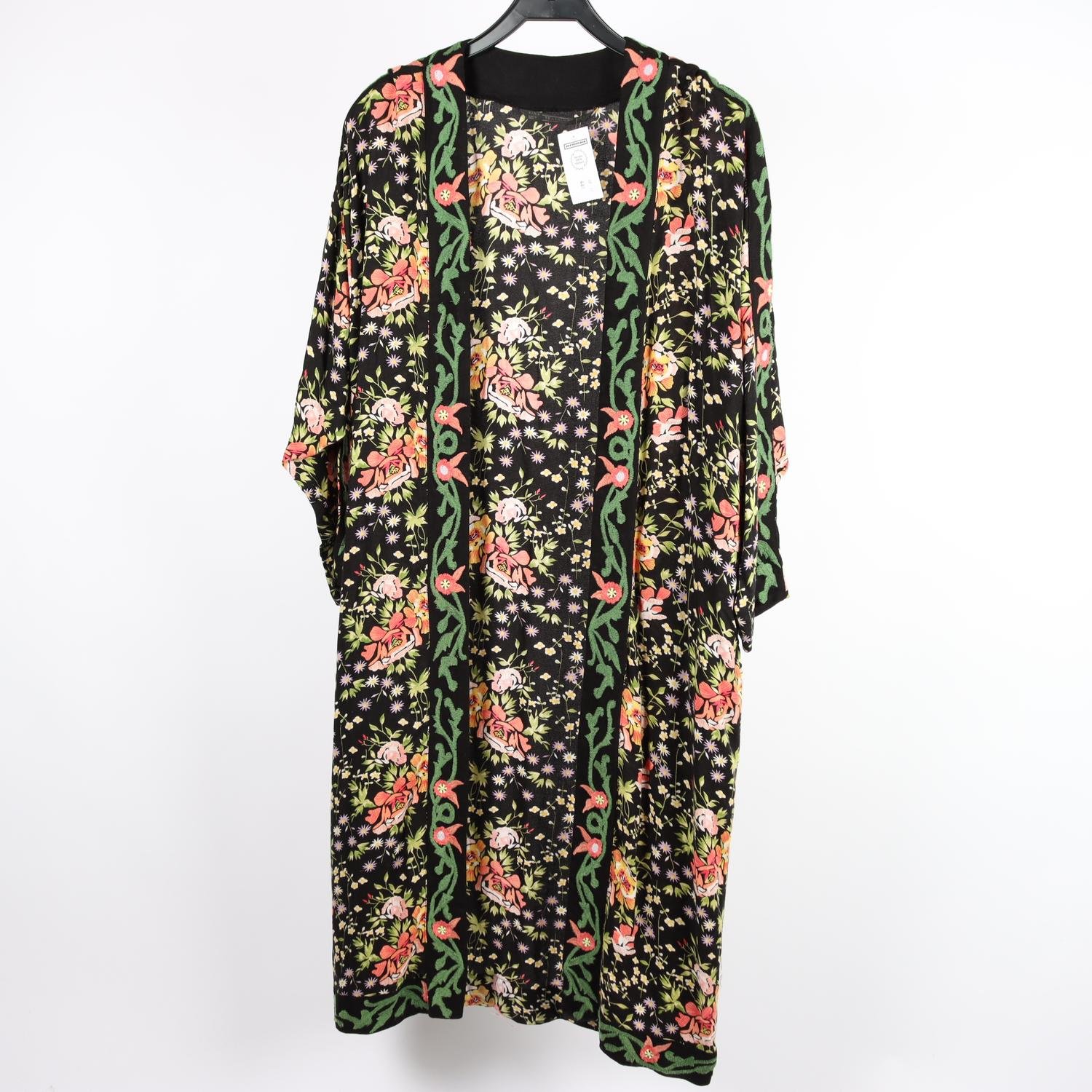 Kimono, Zara, blommig, svart, broderat, stl. S