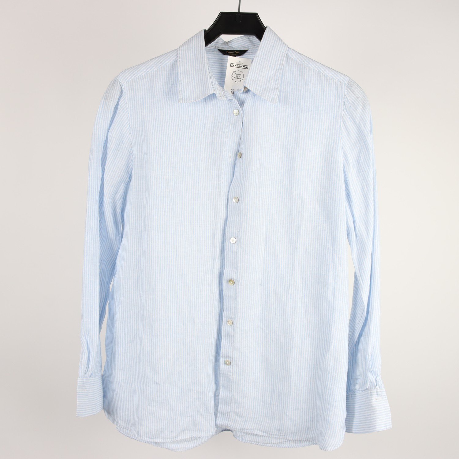 Skjorta, Massimo Dutti, randig, vit, blå, lin, stl. 38