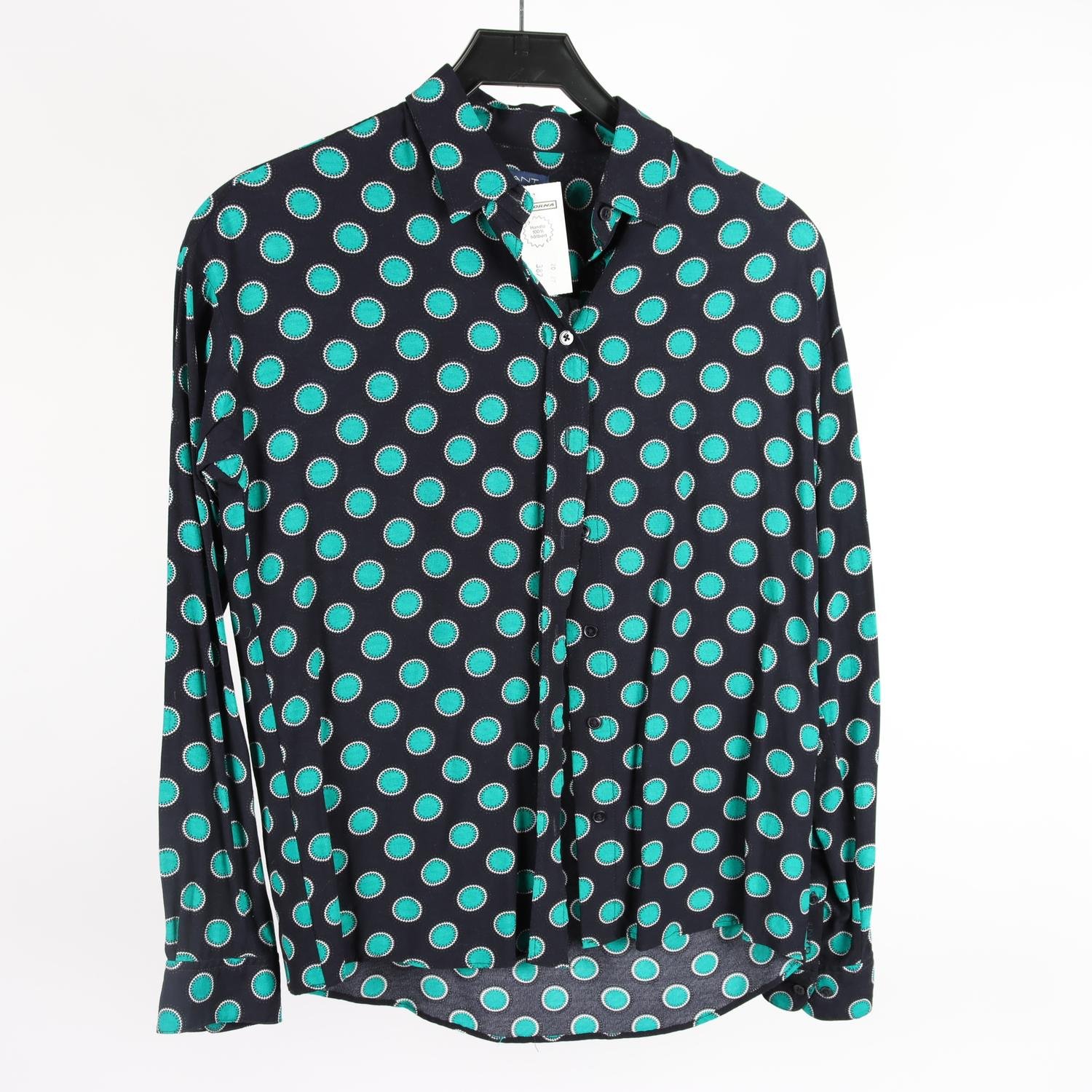 Blus, Gant, svart, turkos, stl. 34