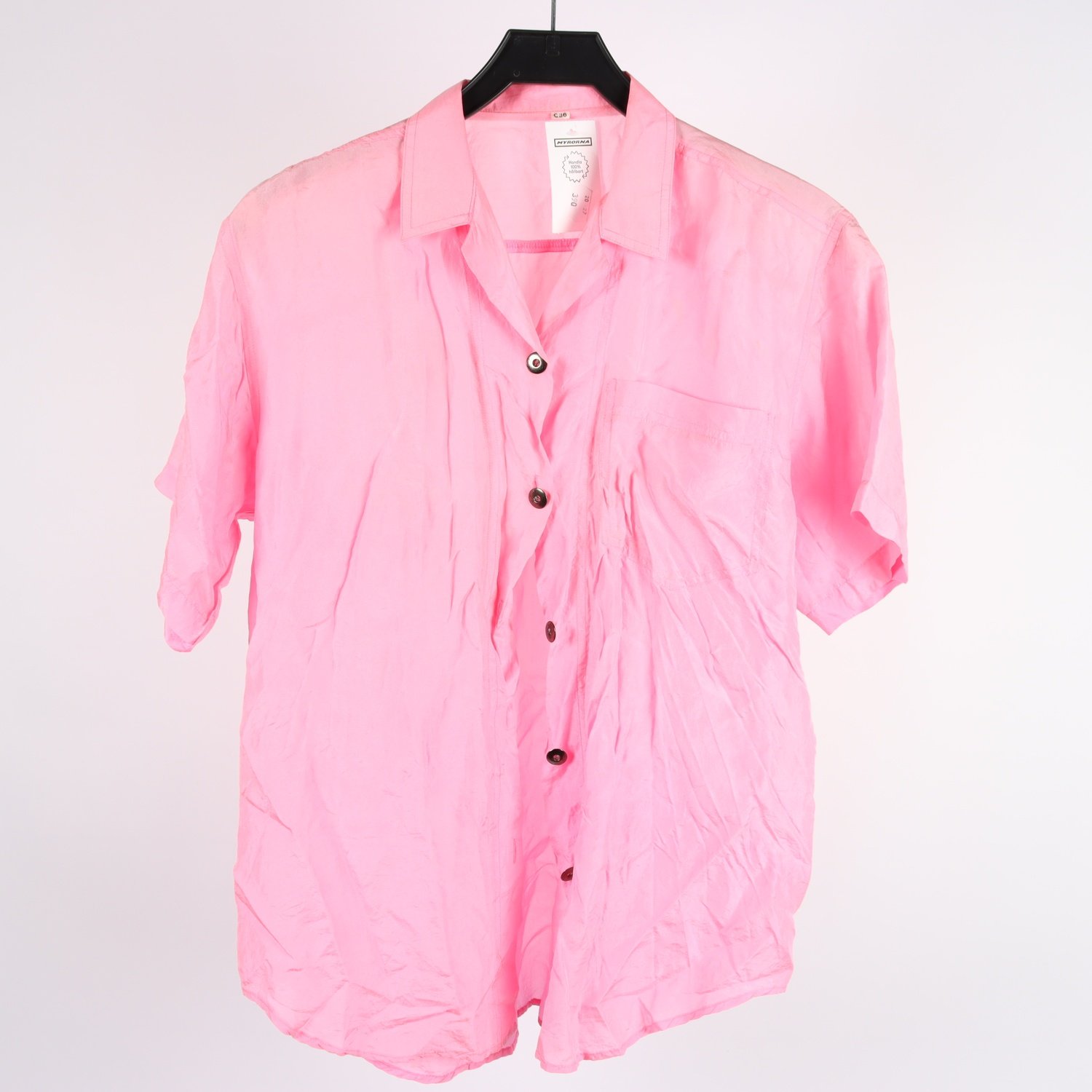 Blus, Okänd, rosa, silke, retro, stl. 36