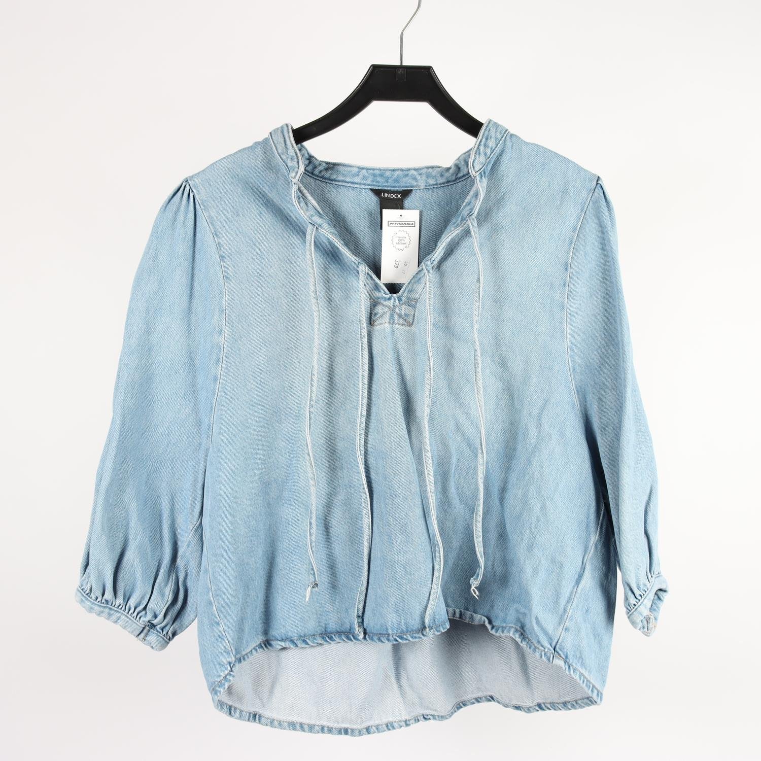 Blus, Lindex, blå, jeans, stl. M