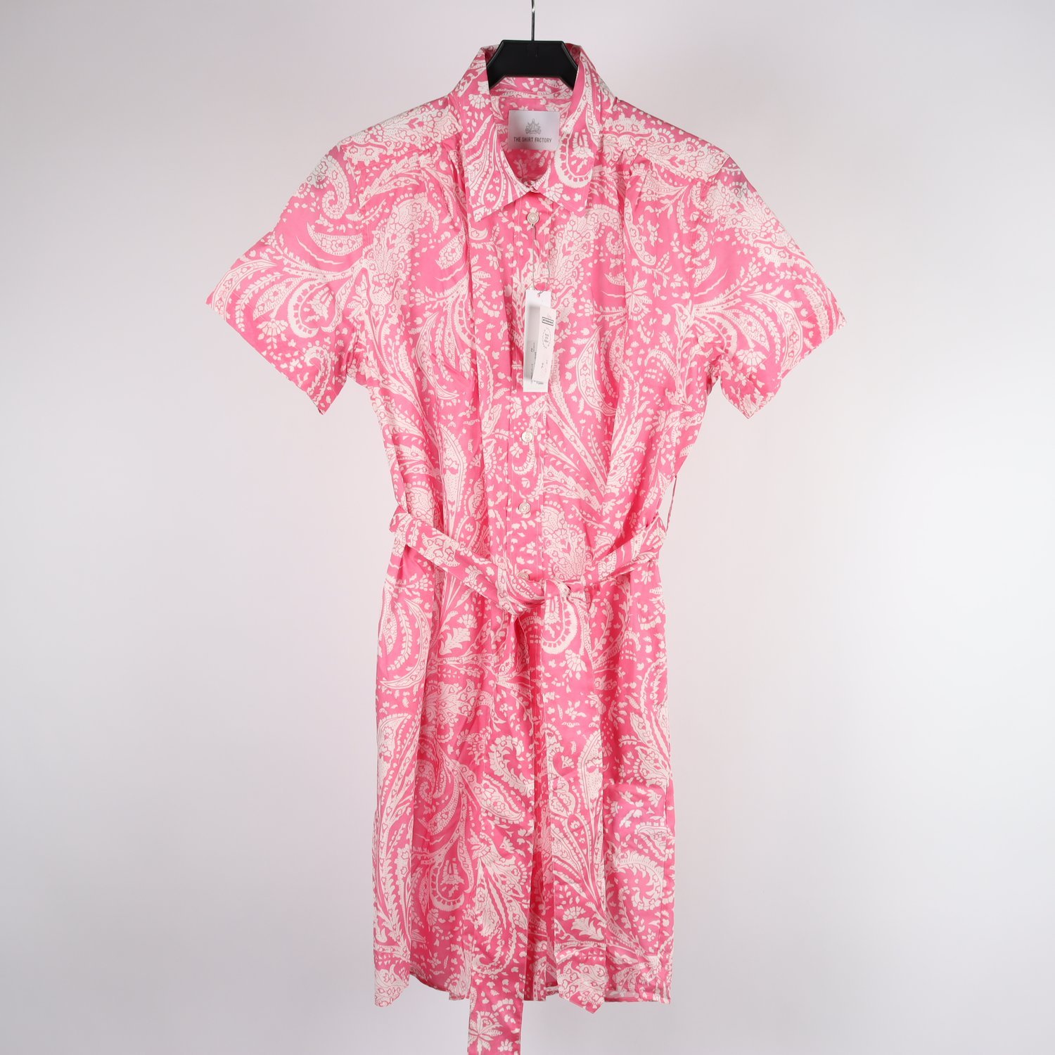 Klänning, The Shirt Factory, rosa, vit, stl. 42