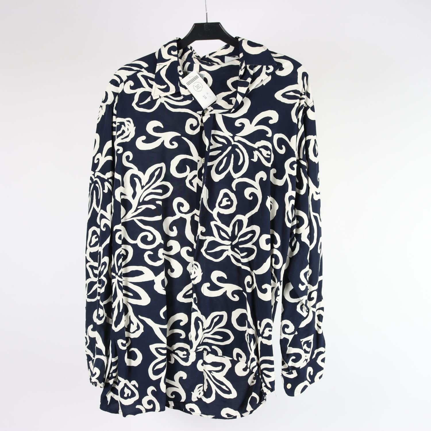 Blus, Warden, blå, vit, stl. ca. L/XL