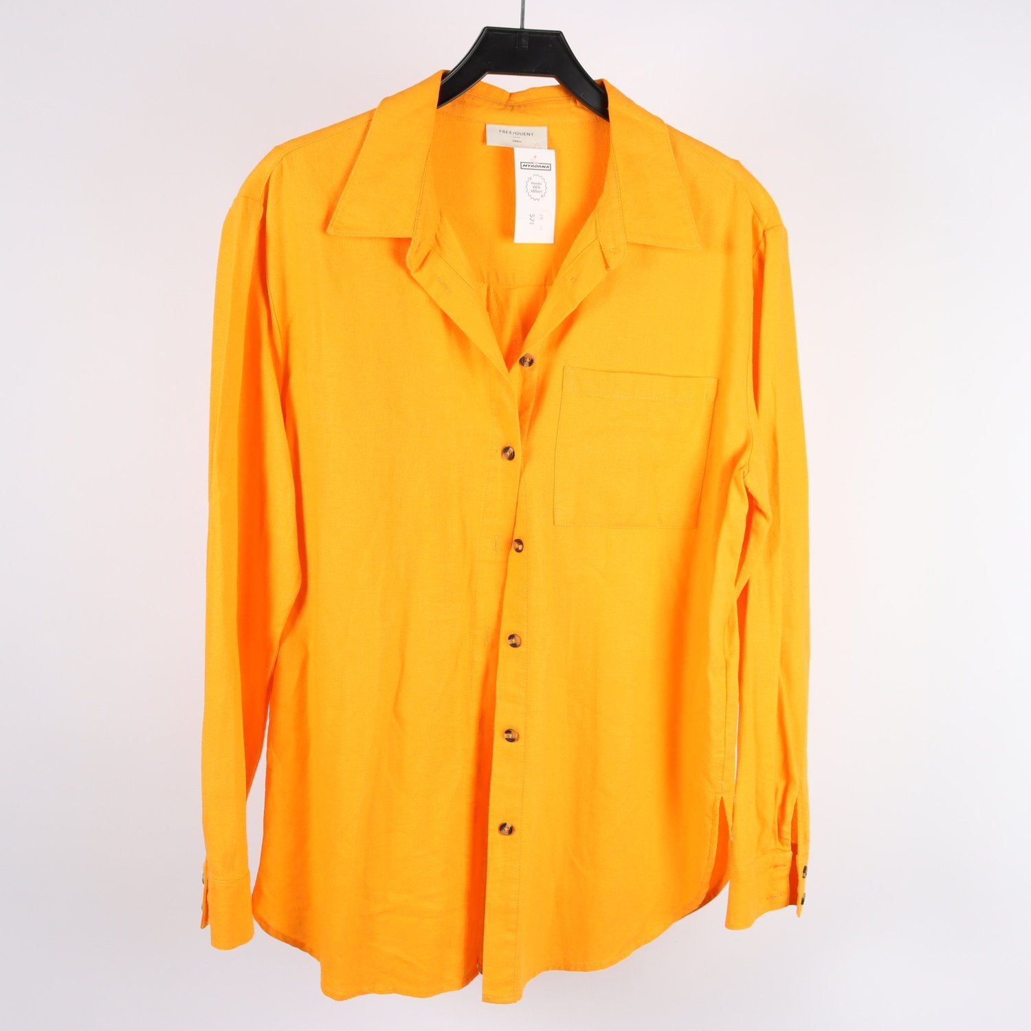 Blus, Freequent, brandgul, linblandning, stl. S