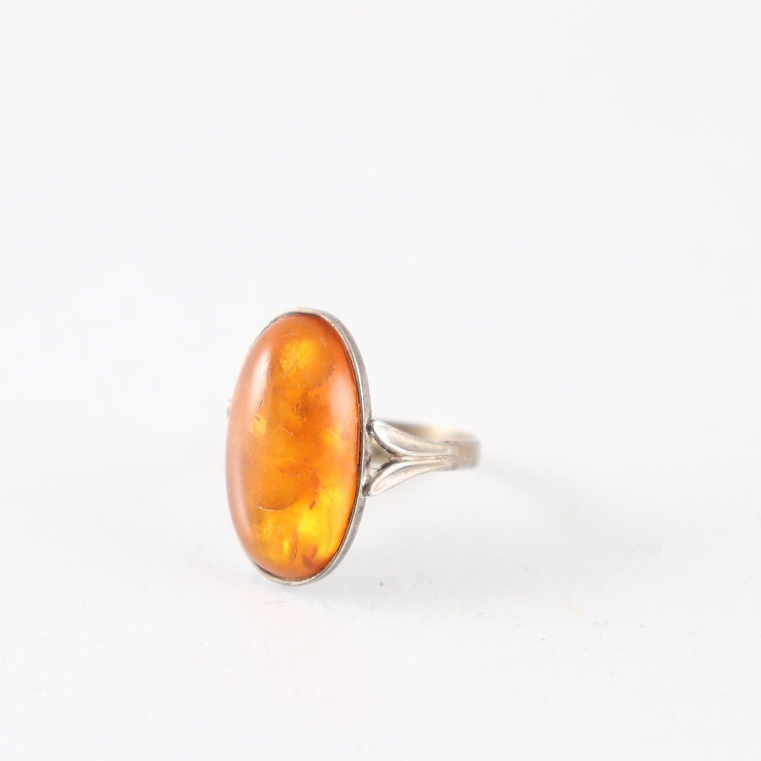 Ring, Silver, Bärnsten, Brv: 5,1 g