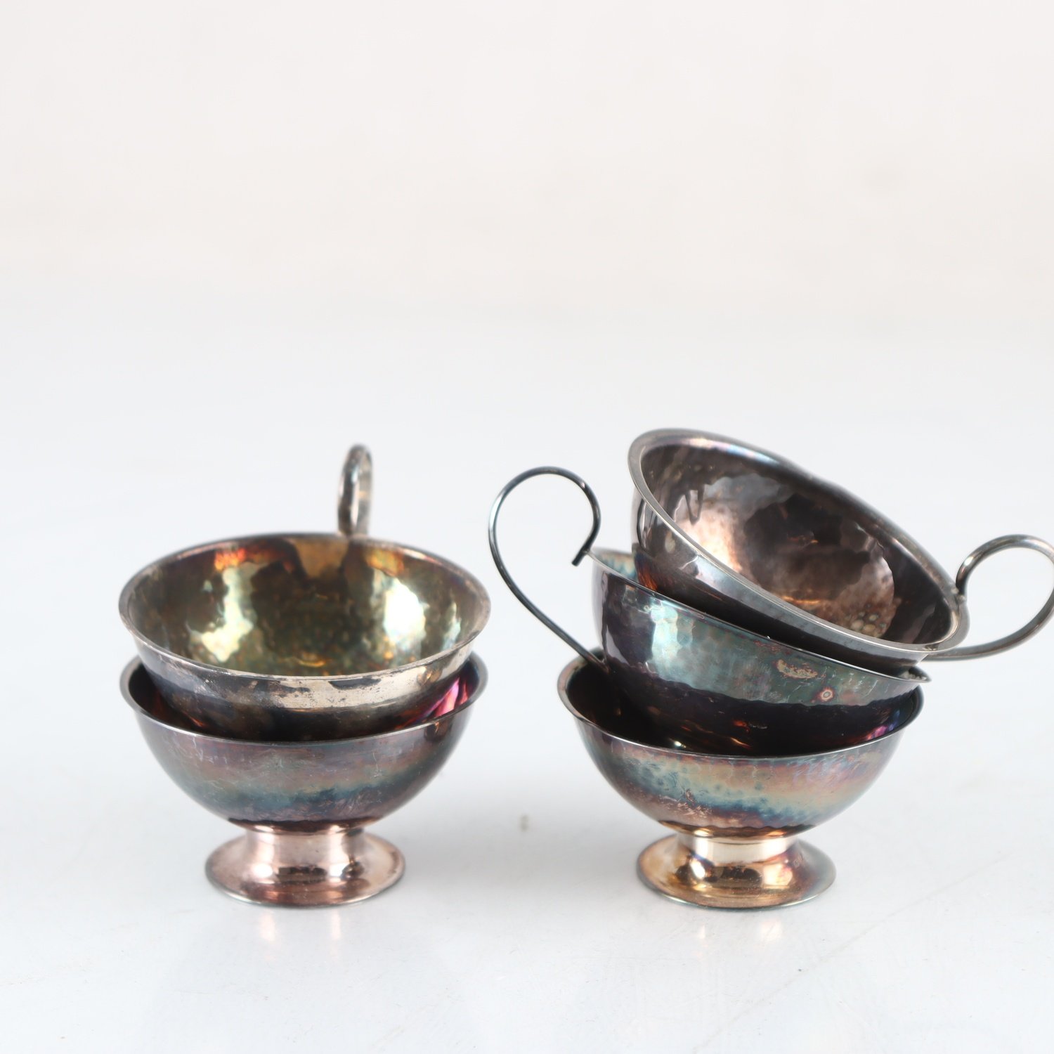 Punschkoppar, silver, kattfot, 5 st