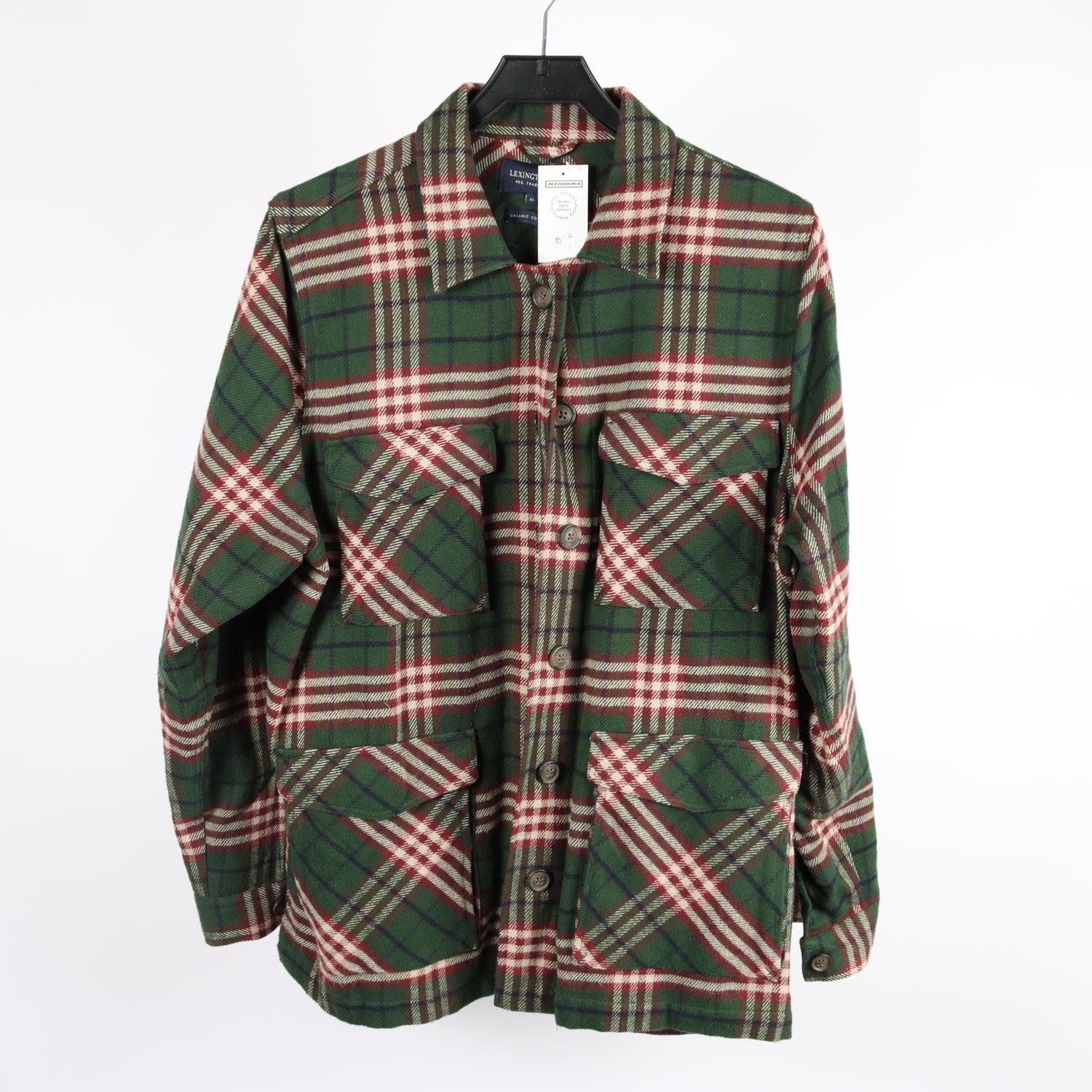 Skjortjacka, Lexington, grön, vinröd, rutig, stl. XL