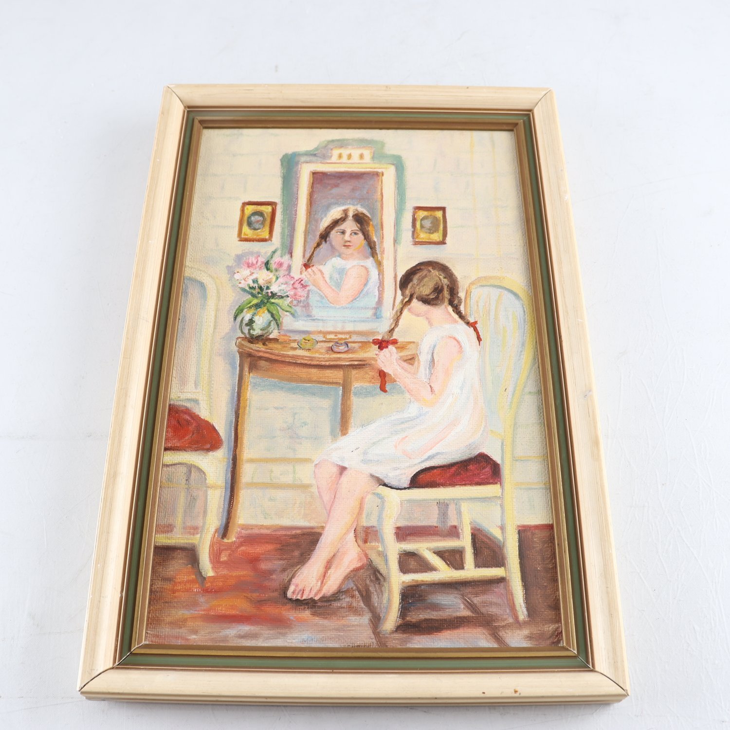 Oljemålning på pannå, Sylvia Bardach Sandberg (1903-1988). Samfraktas ej.