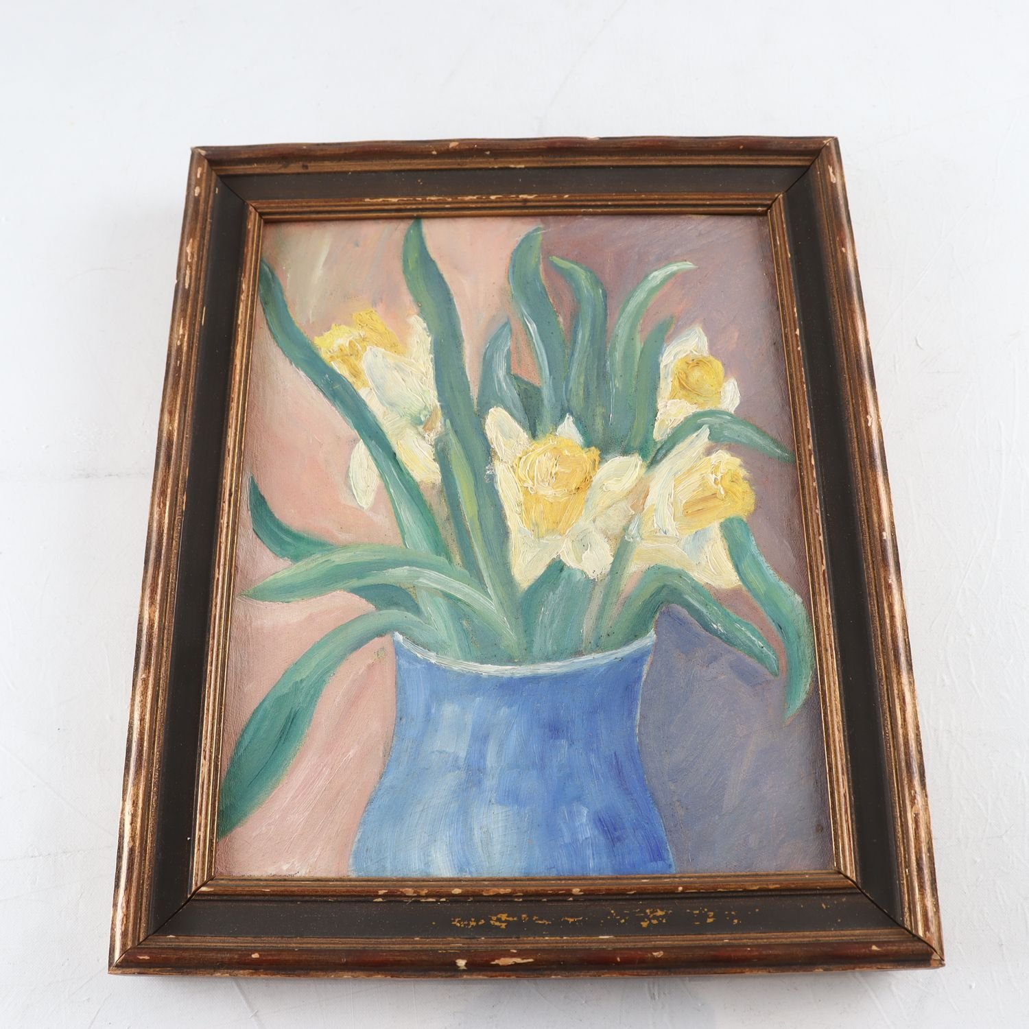 Oljemålning, påskliljor, Evert Melander, 1927. Samfraktas ej.