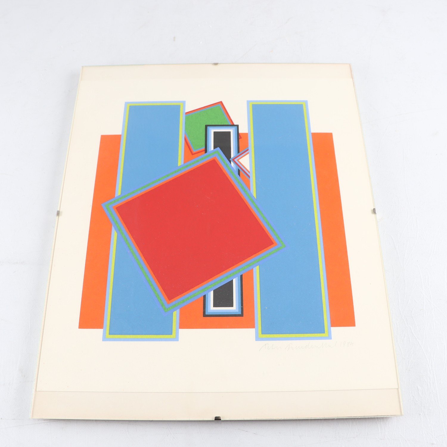 Färglitografi, komposition, Peter Freudenthal, 1984. Samfraktas ej.