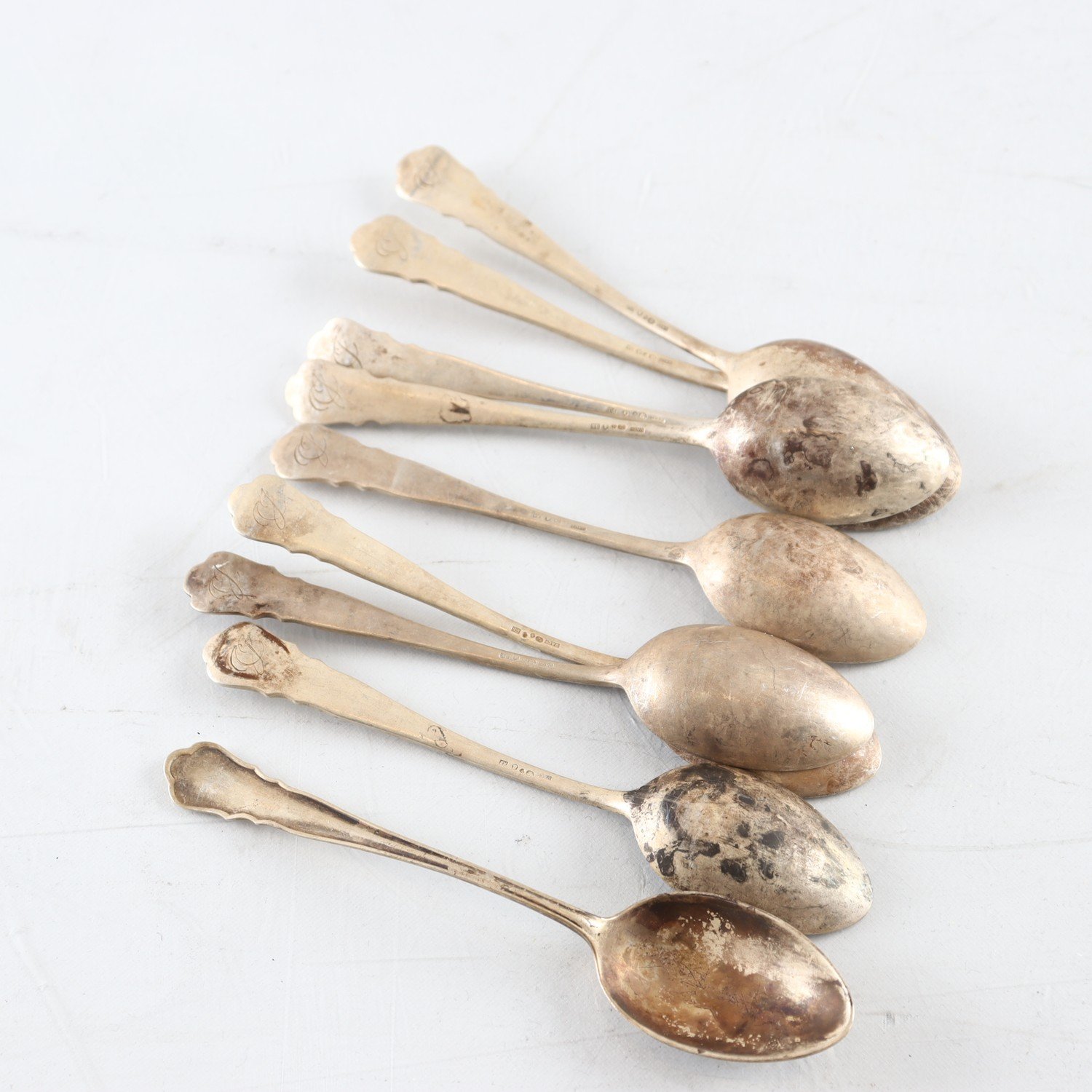 Teskedar, silver, kattfot, 9 st