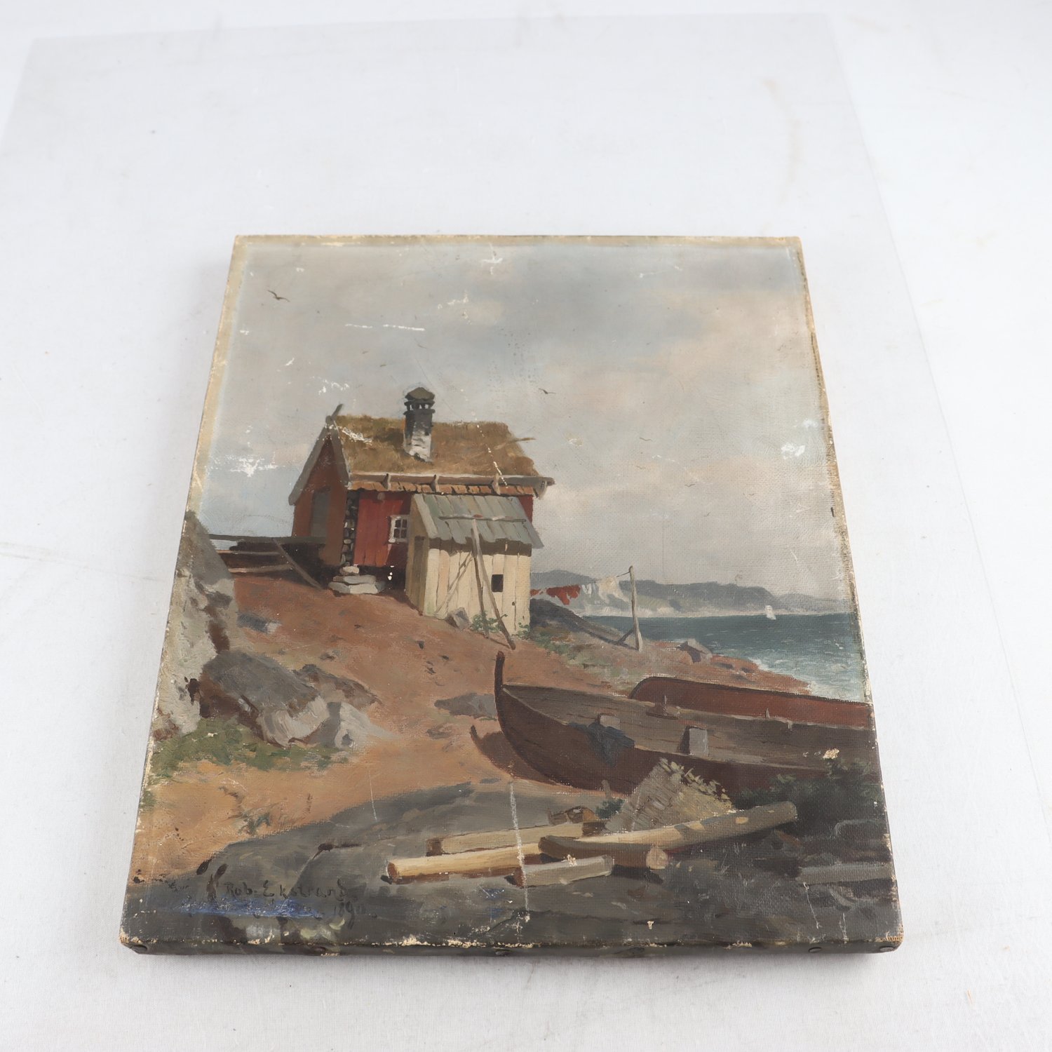 Olja på duk, signerad Rob. Ekstrand, år 1890. Samfraktas ej.