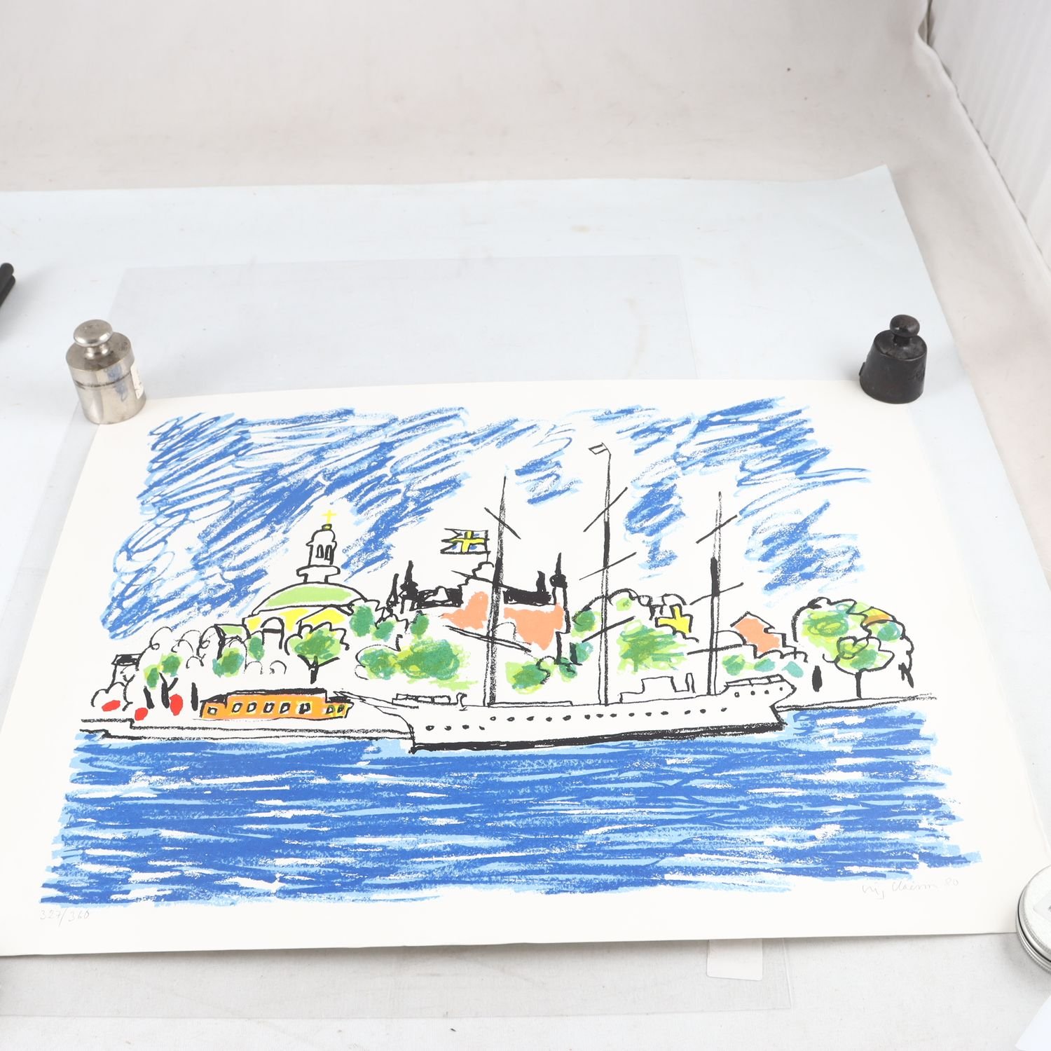 Färglitografi, Stig Claesson, (1928-2008), signerad. Samfraktas ej.