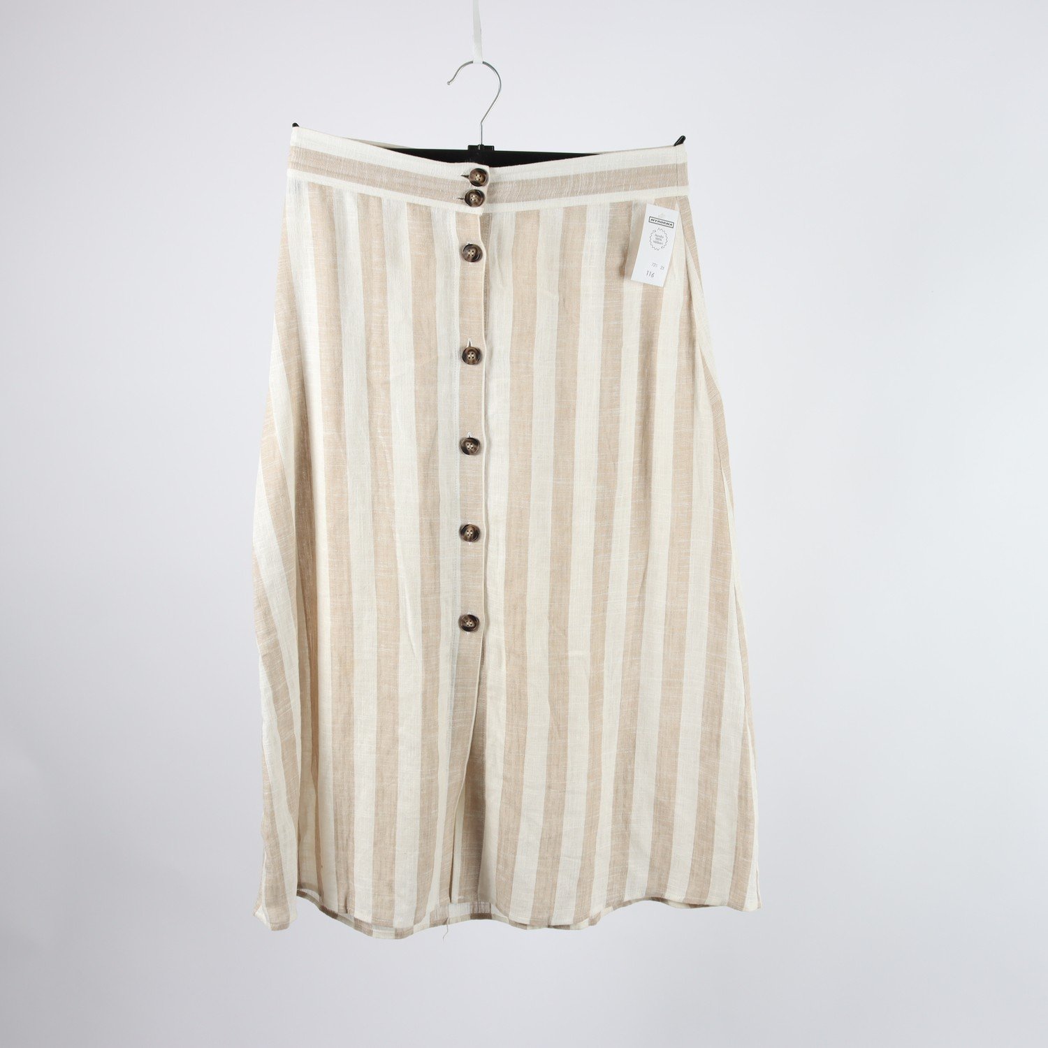 Kjol, H&M, beige, vit, randig, stl. 38