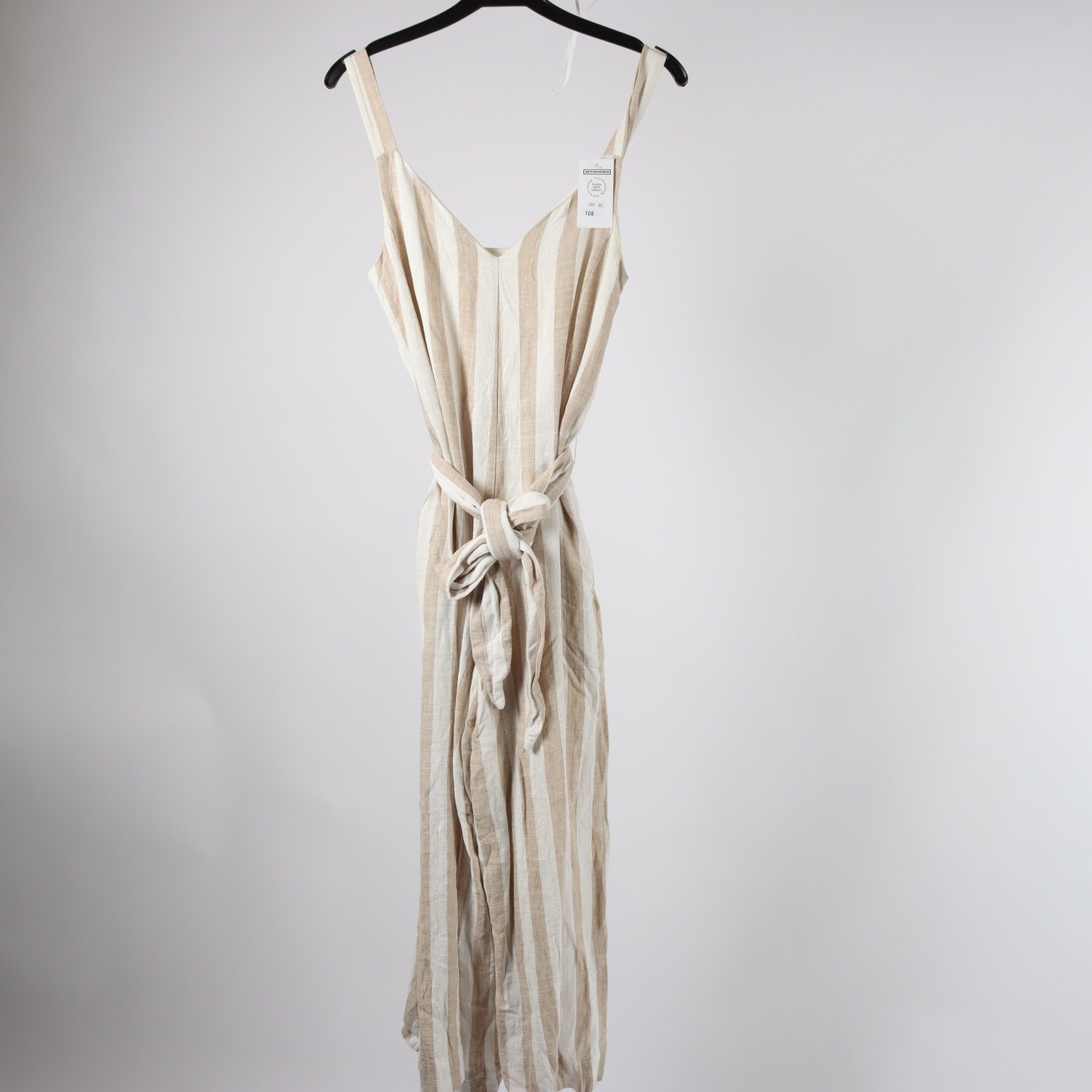 Byxdress, H&M, beige, vit, randig, stl. 34