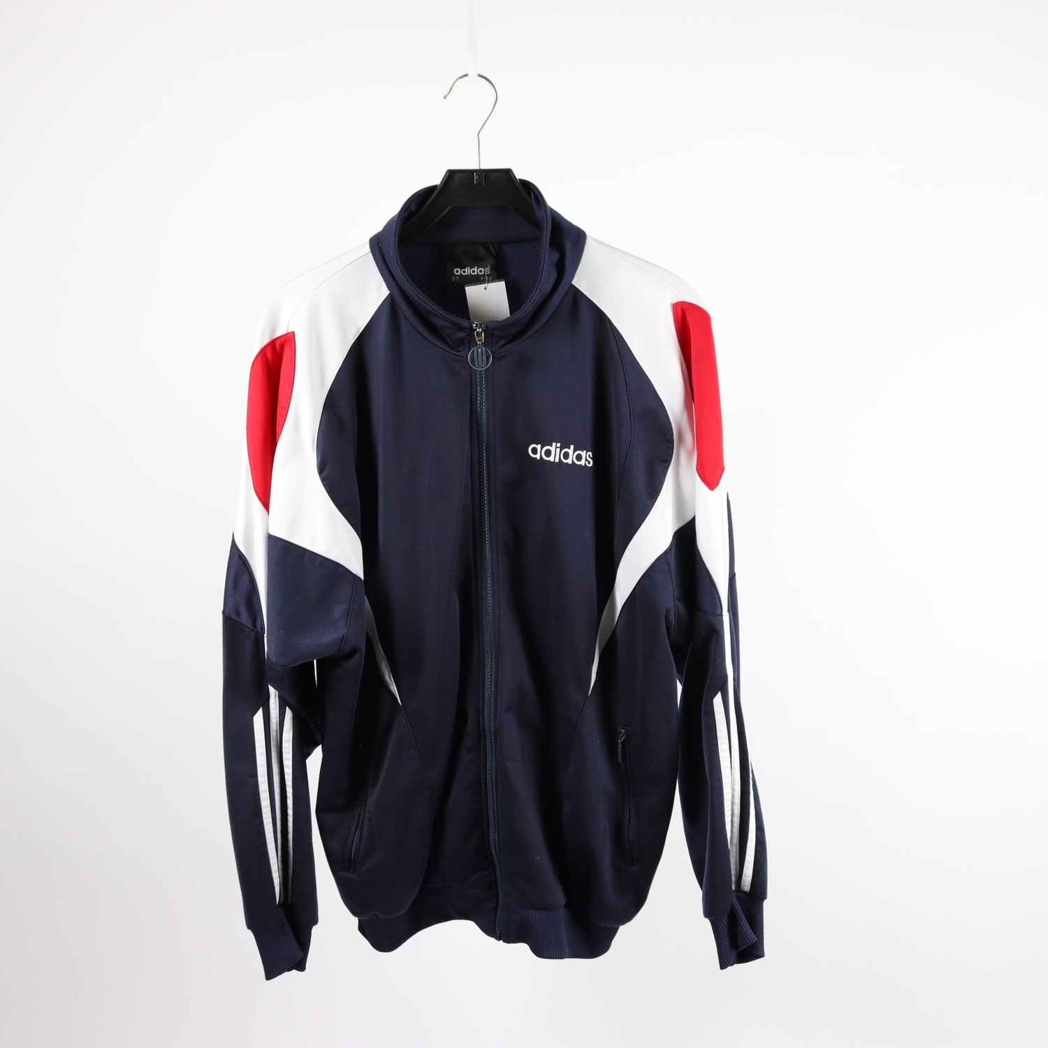 Träningsjacka, Adidas, blå, röd, vit, retro, stl. ca. M/L