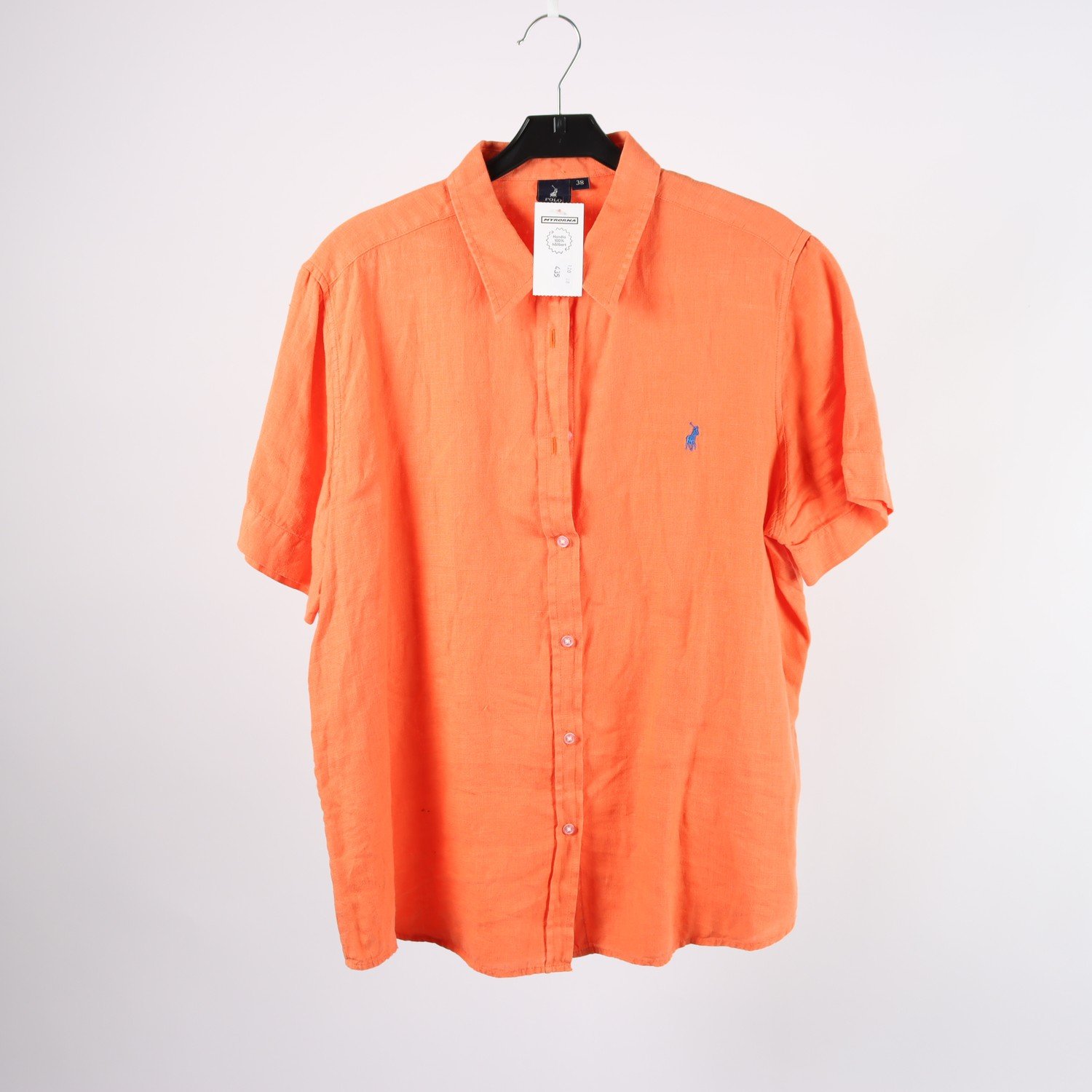 Blus, Polo, orange, lin, stl. 38