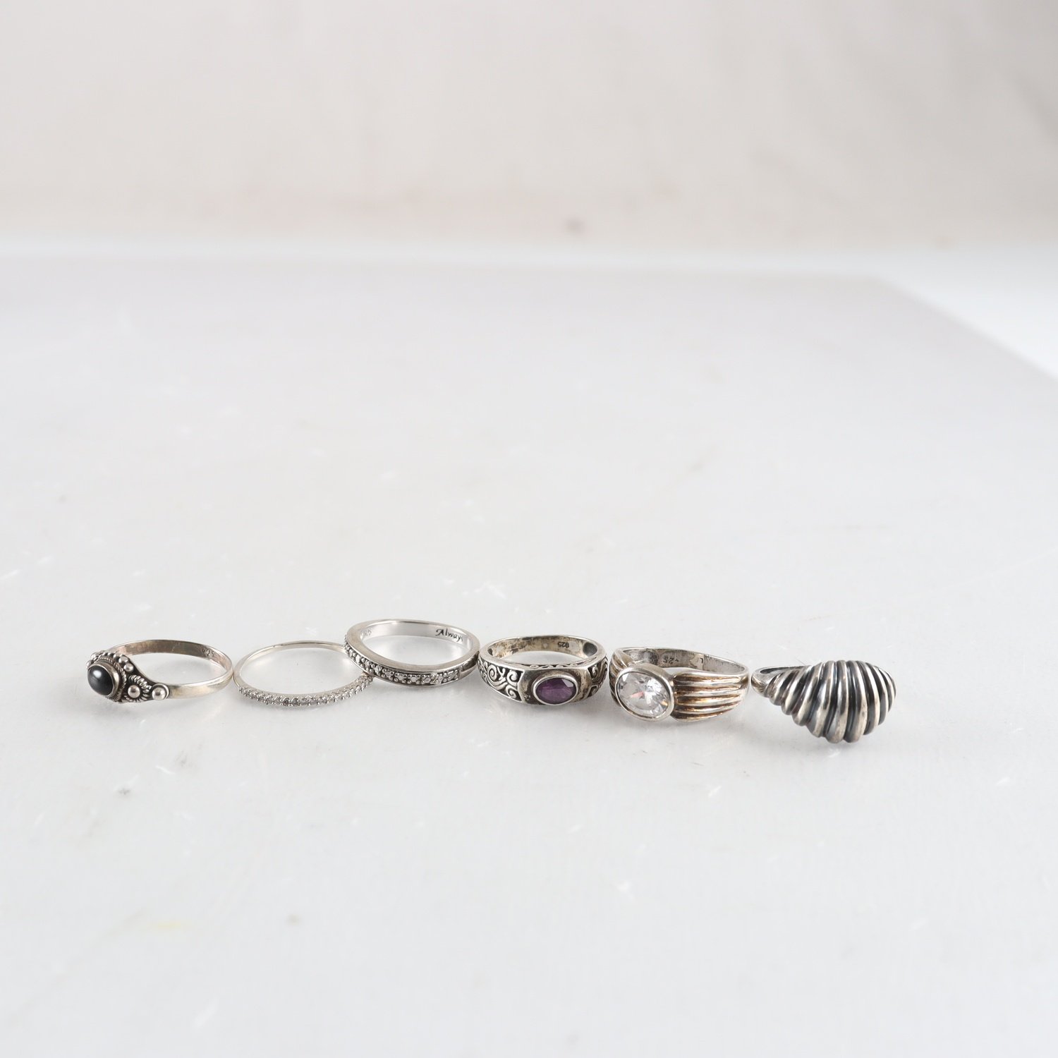 Ringar, Silver, Sten, Brv: 15 g